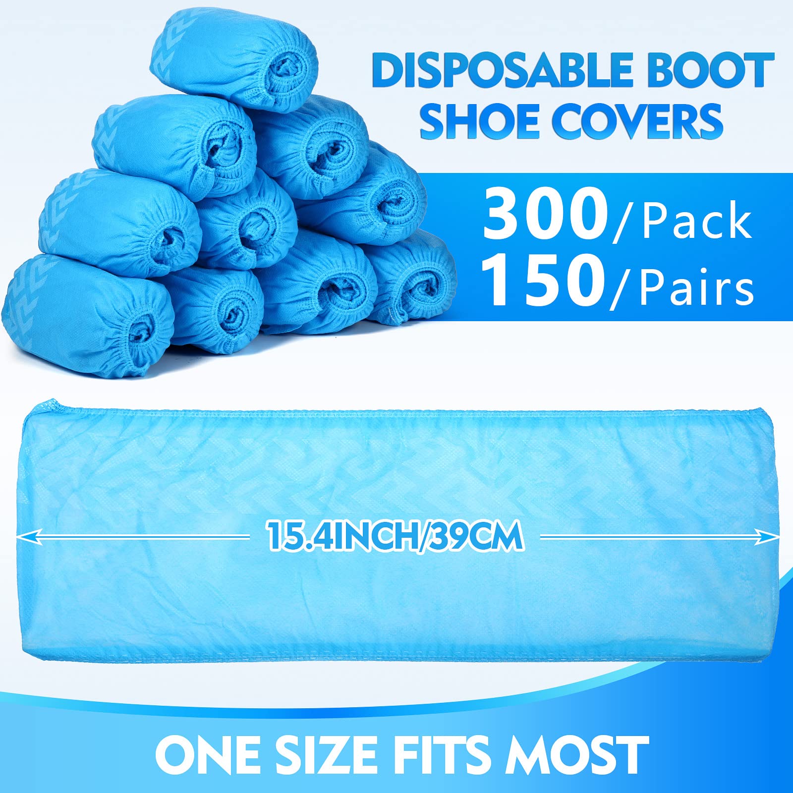 300 Pack Disposable Shoe Covers Non Slip Disposable Large Foot Booties Shoe Covers for Indoors Contractors Floor and Carpet Protectors