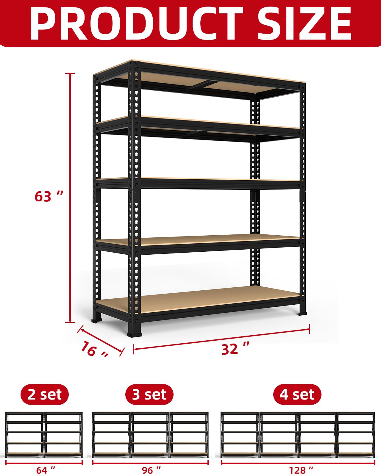 5 Tier Garage Storage Shelves (2 Count)