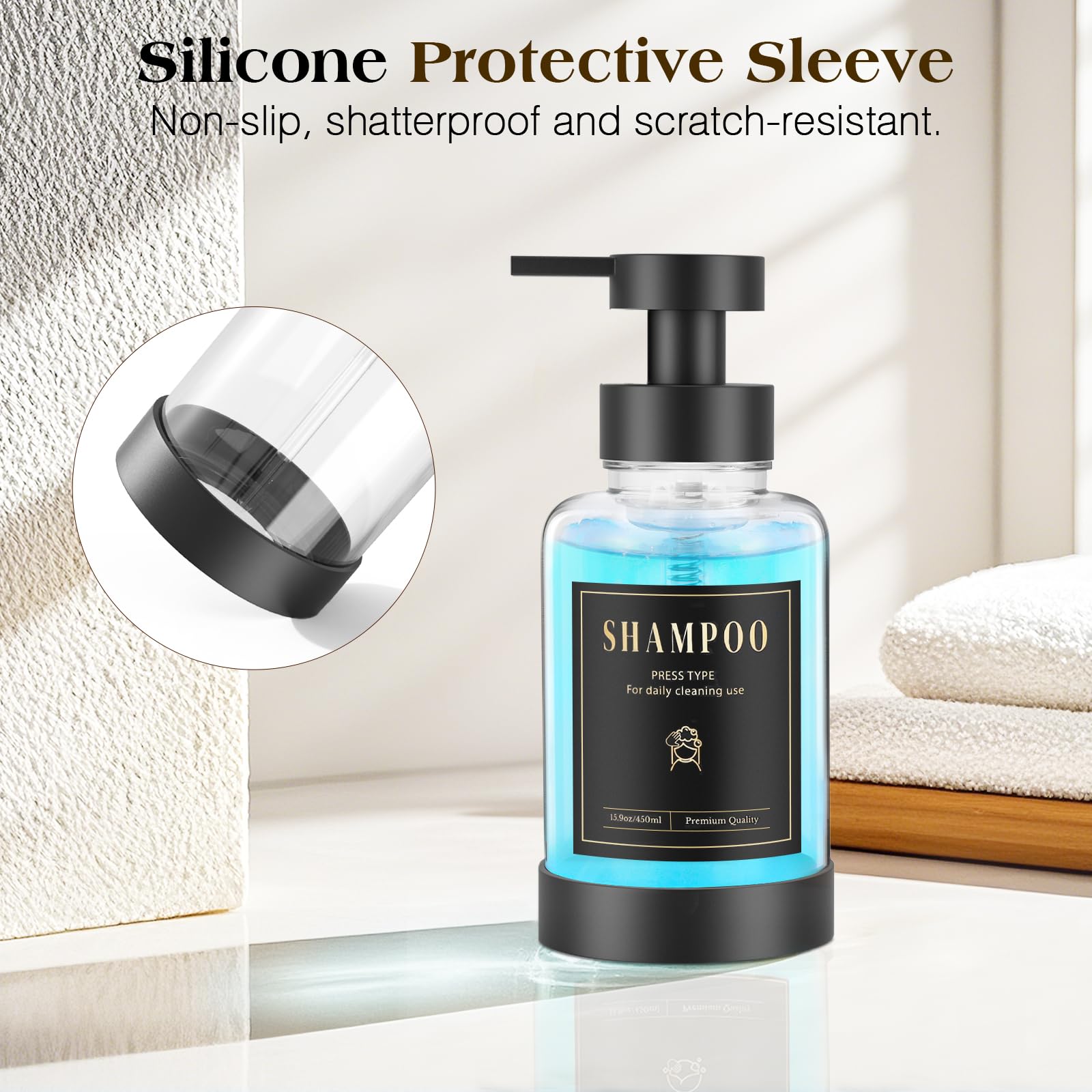 Glass Foaming Soap Dispenser 15oz Hand Soap Bottle
