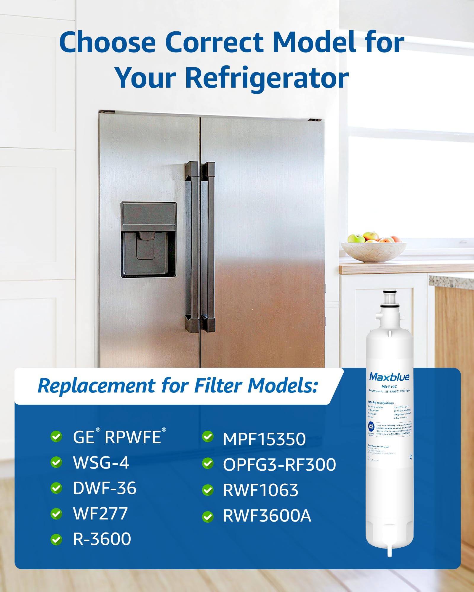 MB F19C Water Filter Replacement for GE® RPWFE® (3 Count)