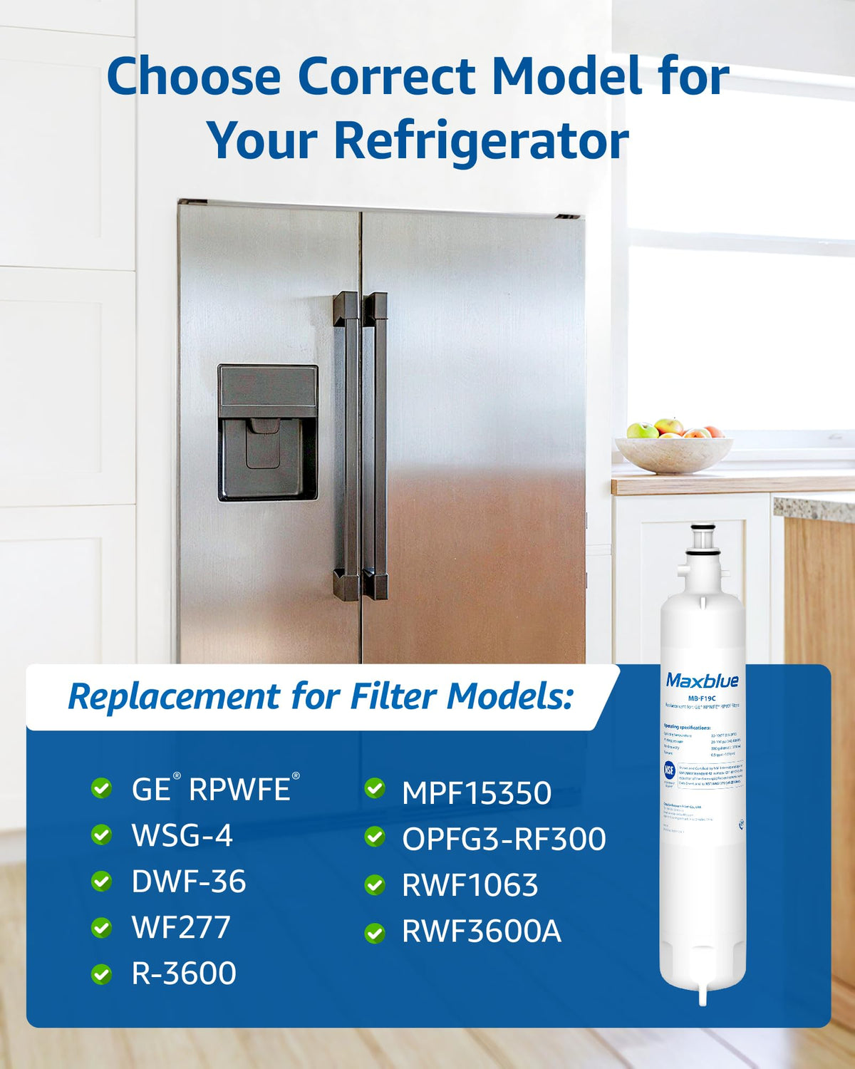 MB F19C Water Filter Replacement for GE® RPWFE® (3 Count)