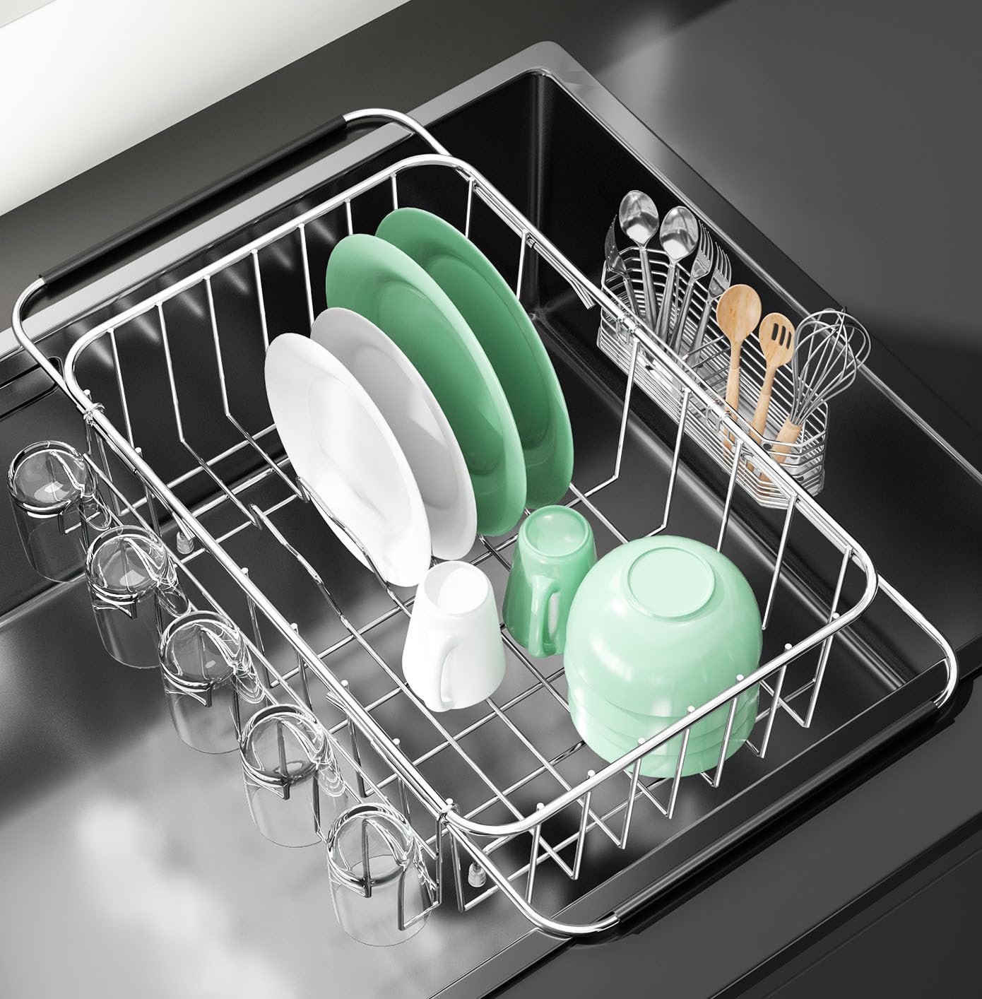 Small Dish Drying Rack in Sink