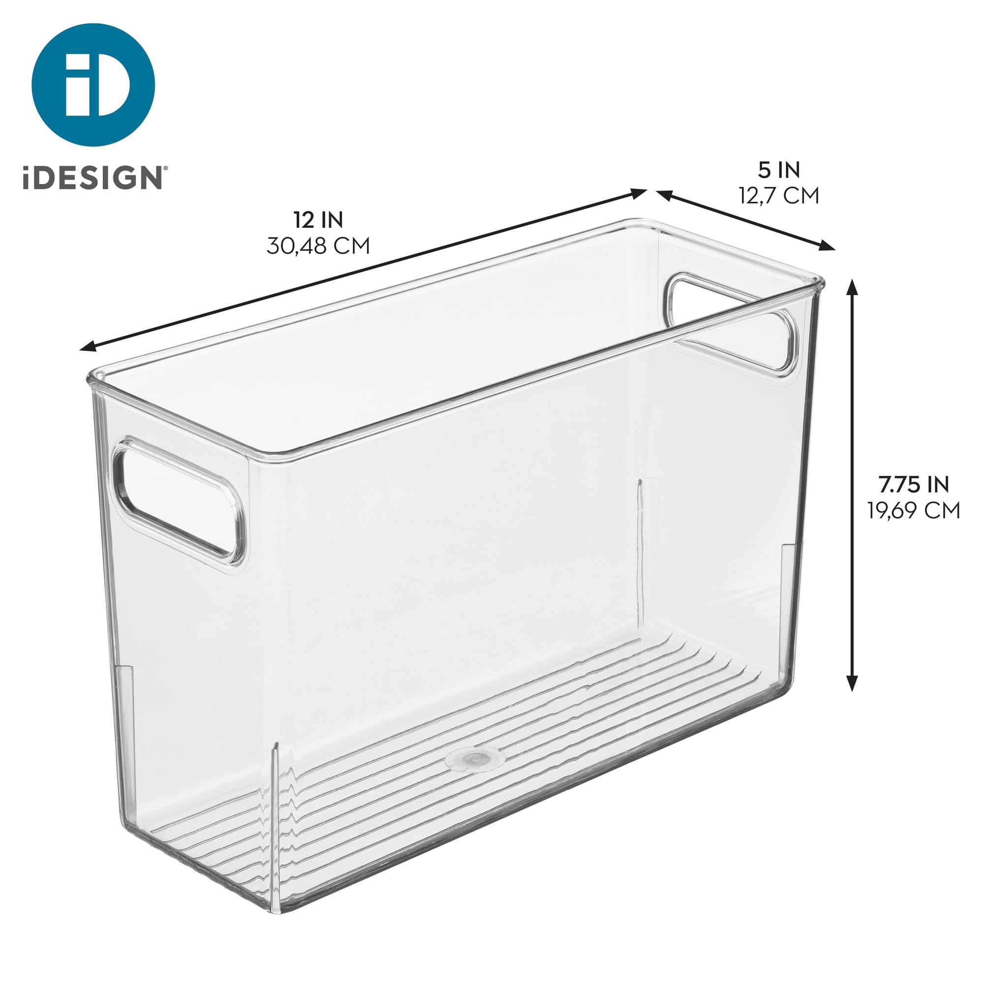 Slim Clear Plastic Bathroom Storage Bin