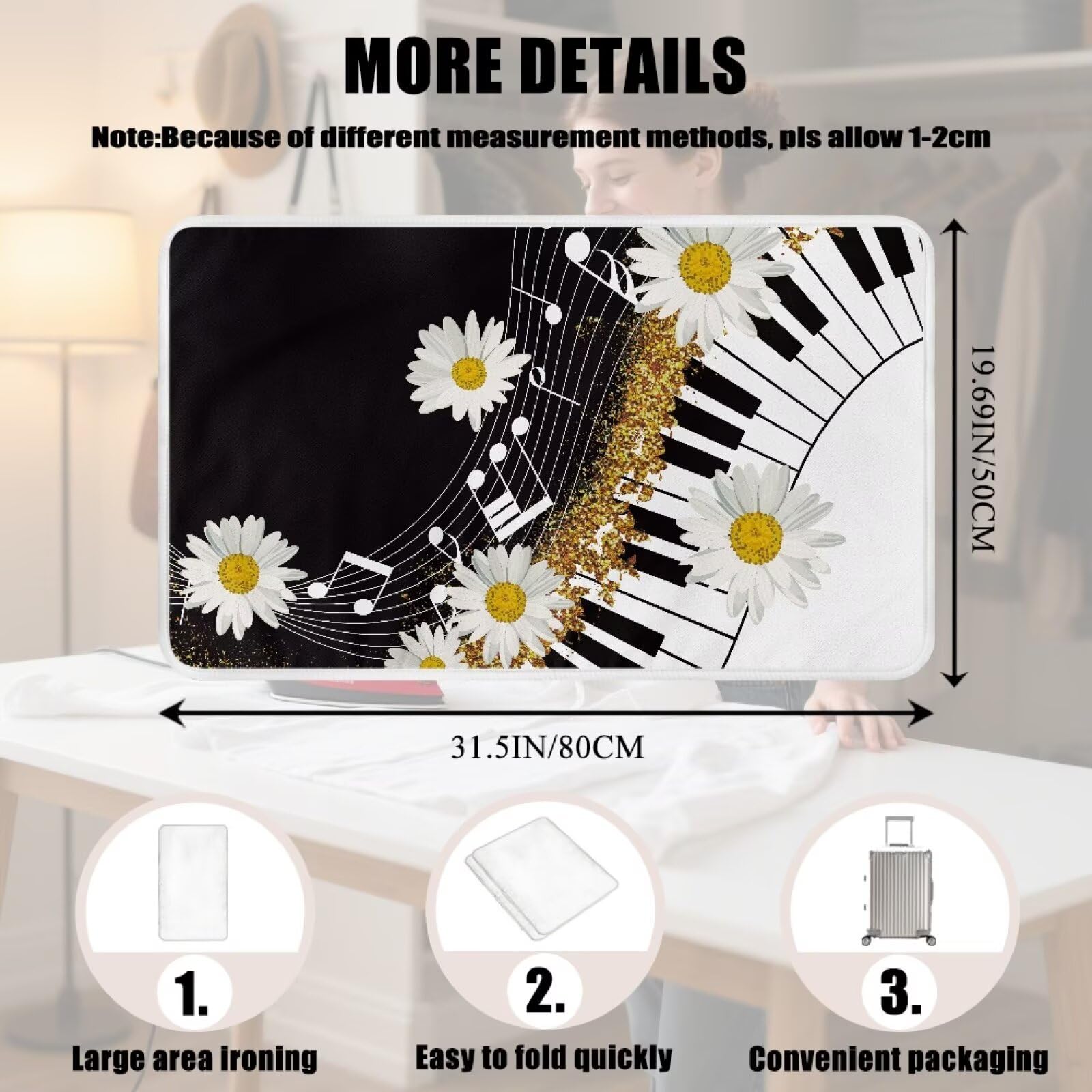 Music Ironing Pad Ironing Blanket Thick Travel Iron Pad Heat Resistant Ironing Board Cover for Table Top