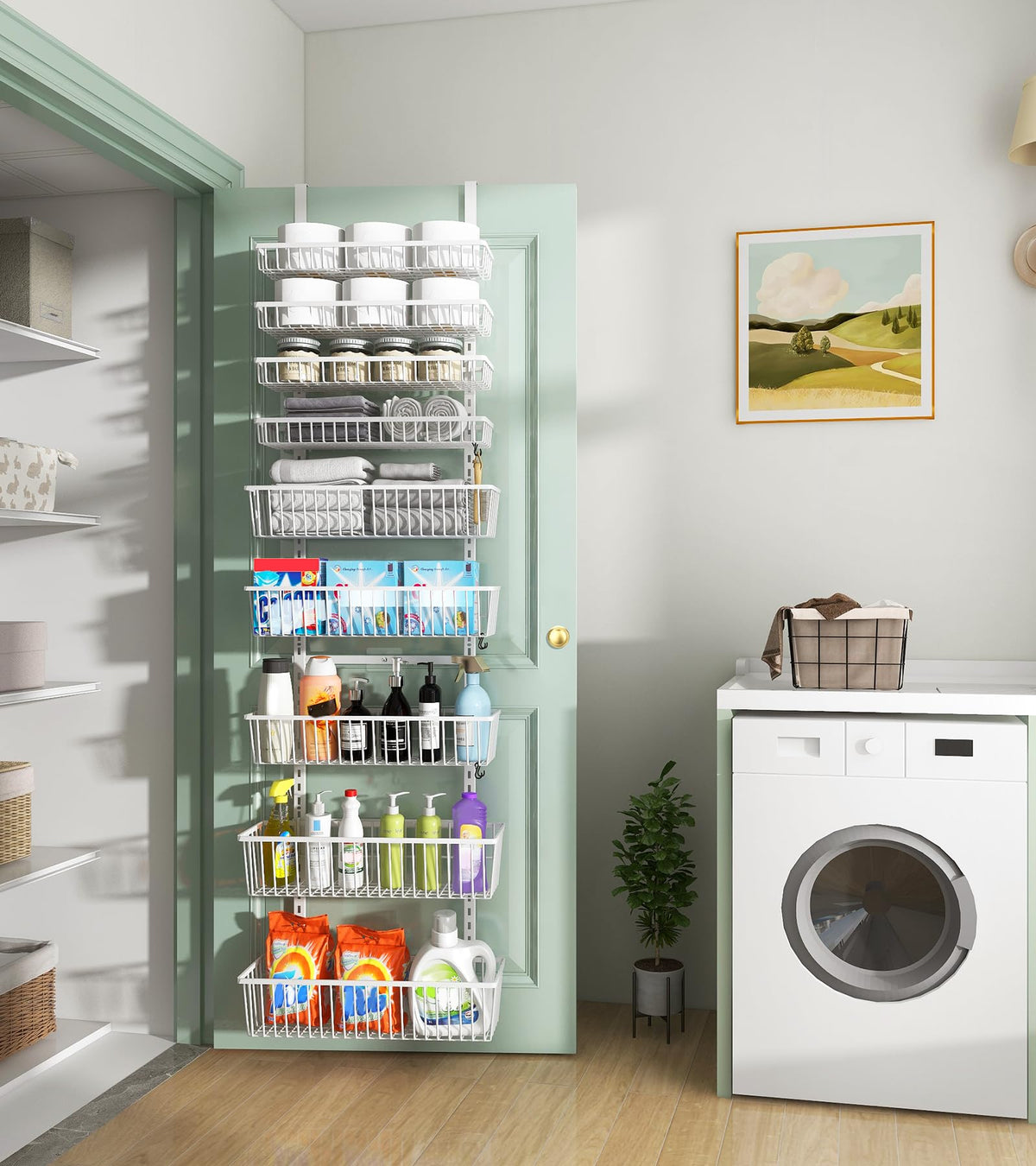 White 9 Tier Over The Door Pantry Organizer