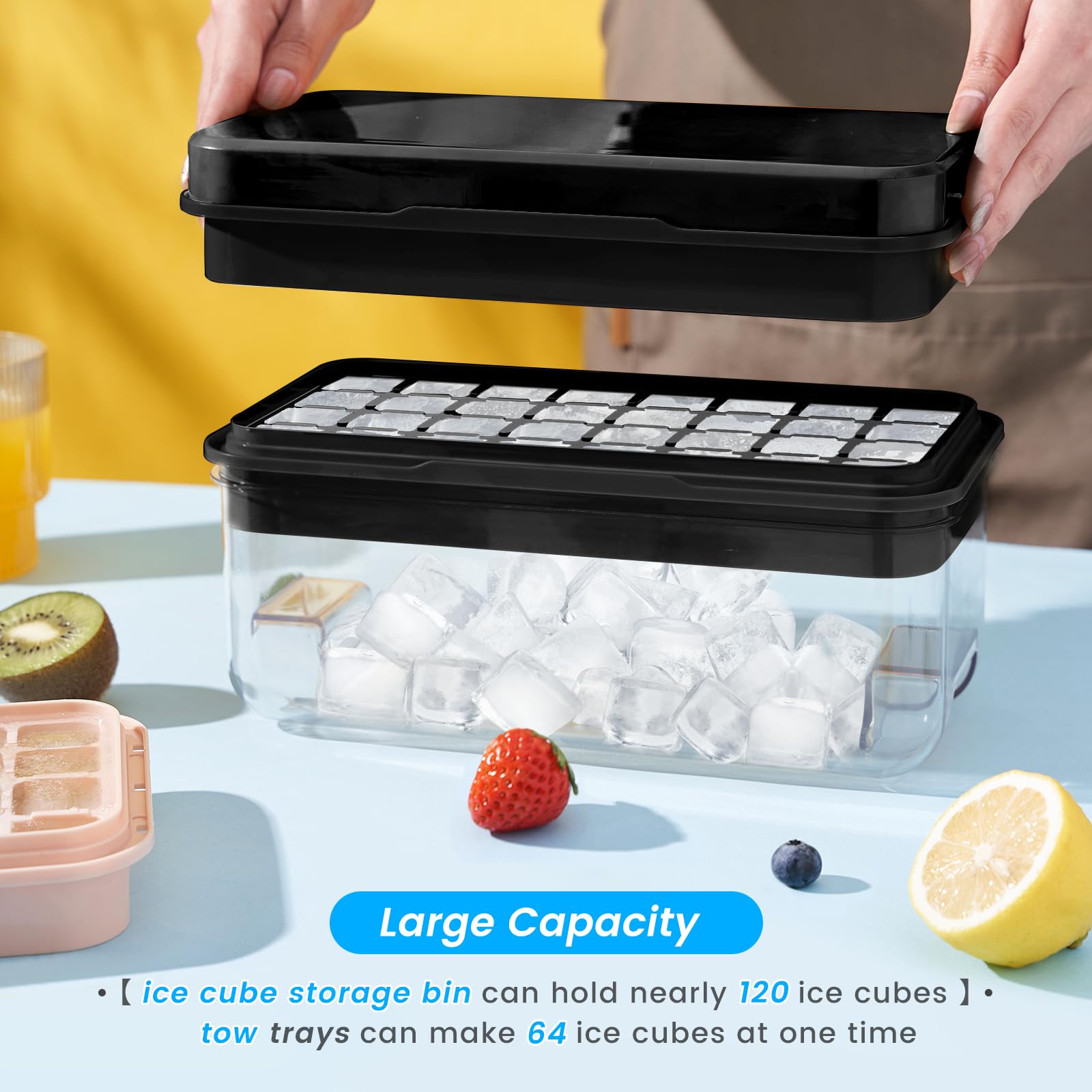 1" Ice Cube Tray with Lid and Bin
