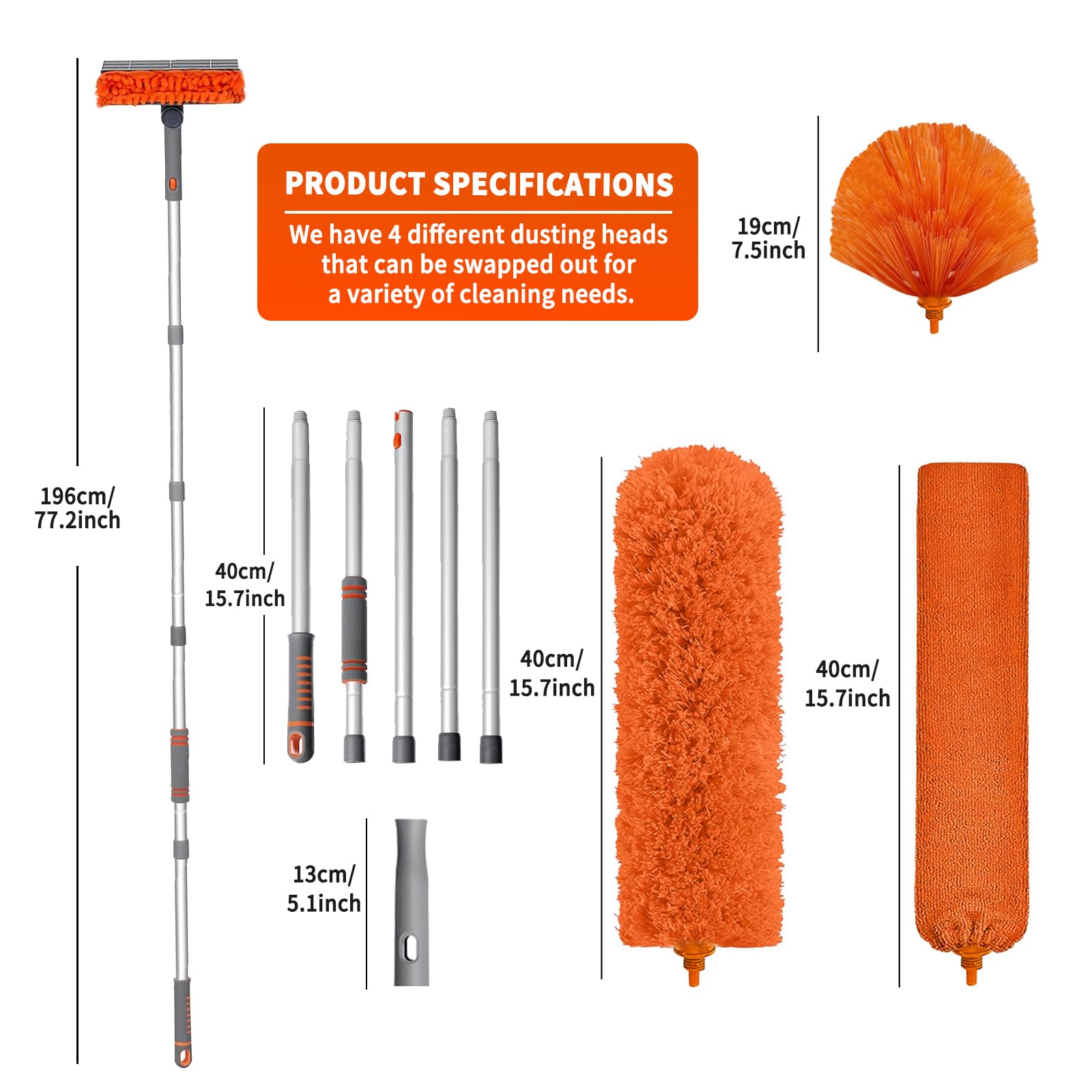 Ceiling Fan Cleaner Duster with 72‘’ Extendable Long Handle Cleaning Duster Kit