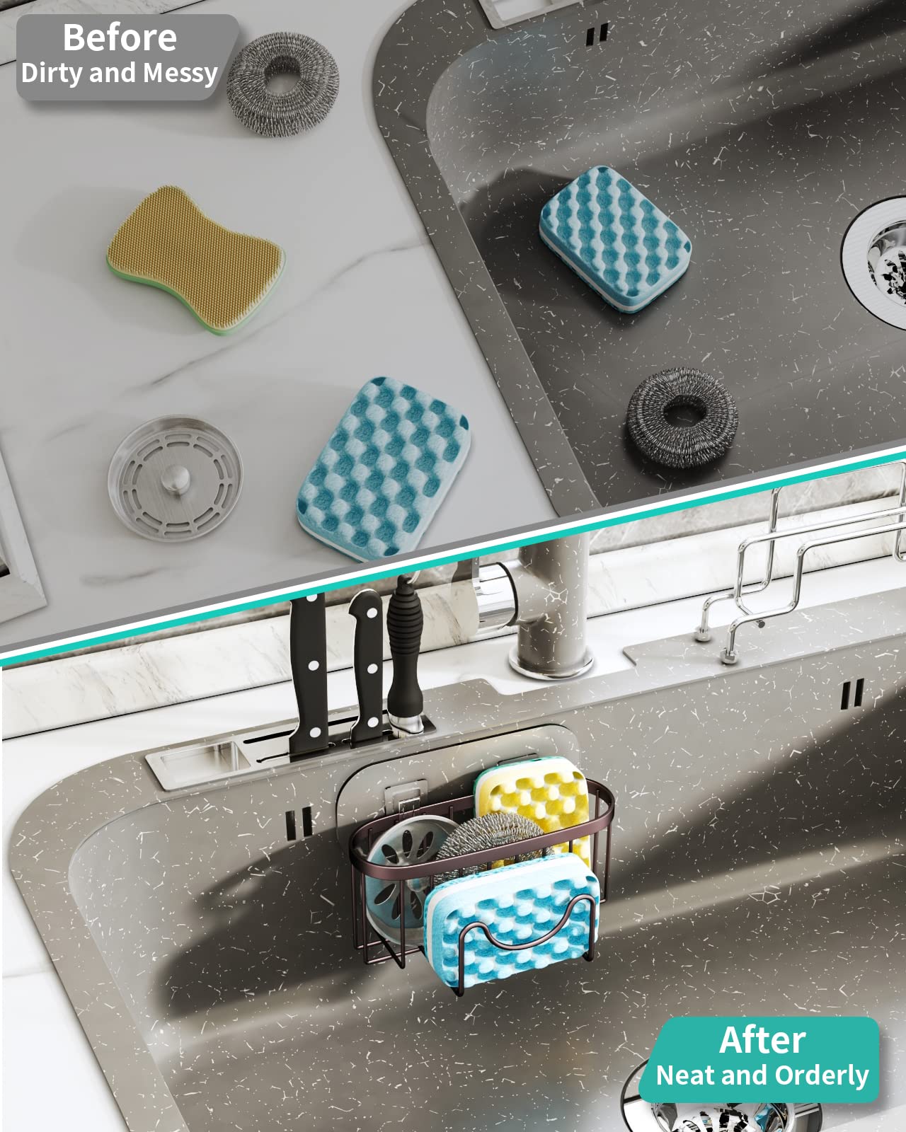 Multifunctional Sponge Holder for Kitchen Sink with Unique M