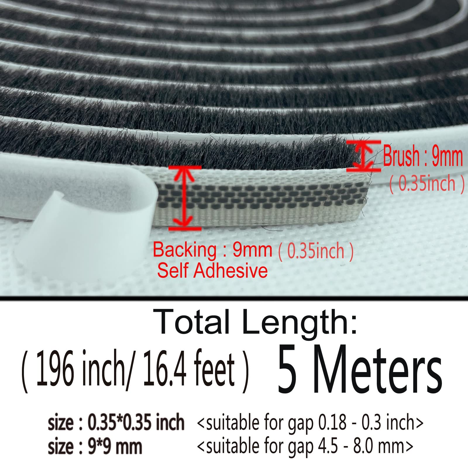 Brush Weather Stripping for Sliding Windows (16.4 Foot)