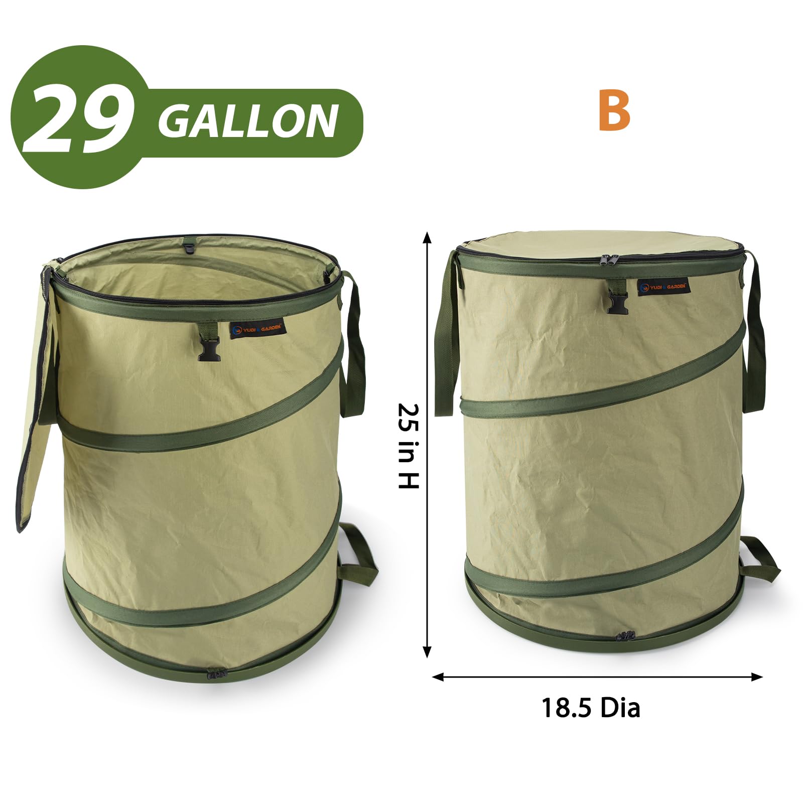 29 Gallon Hard Bottom Collapsible Trash Can (2 Count)