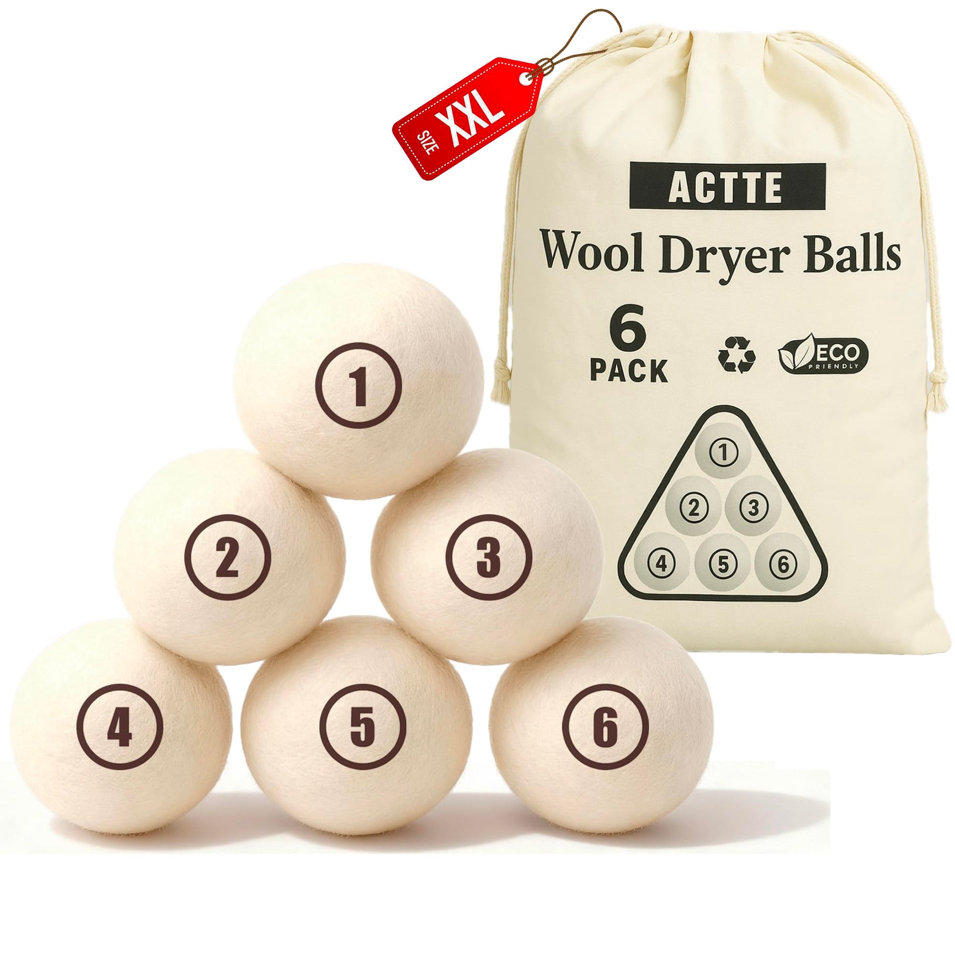 Wool Dryer Balls Laundry (6 Count)