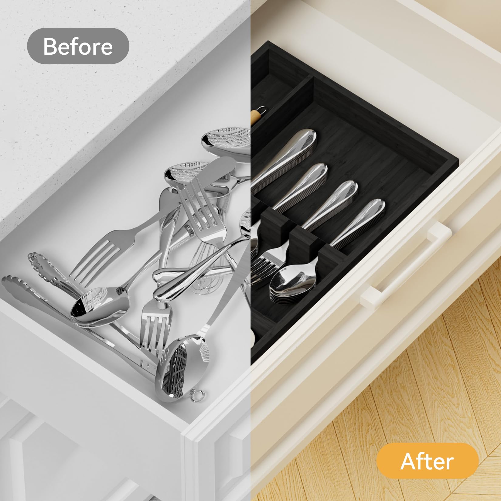 Bamboo Silverware Organizer