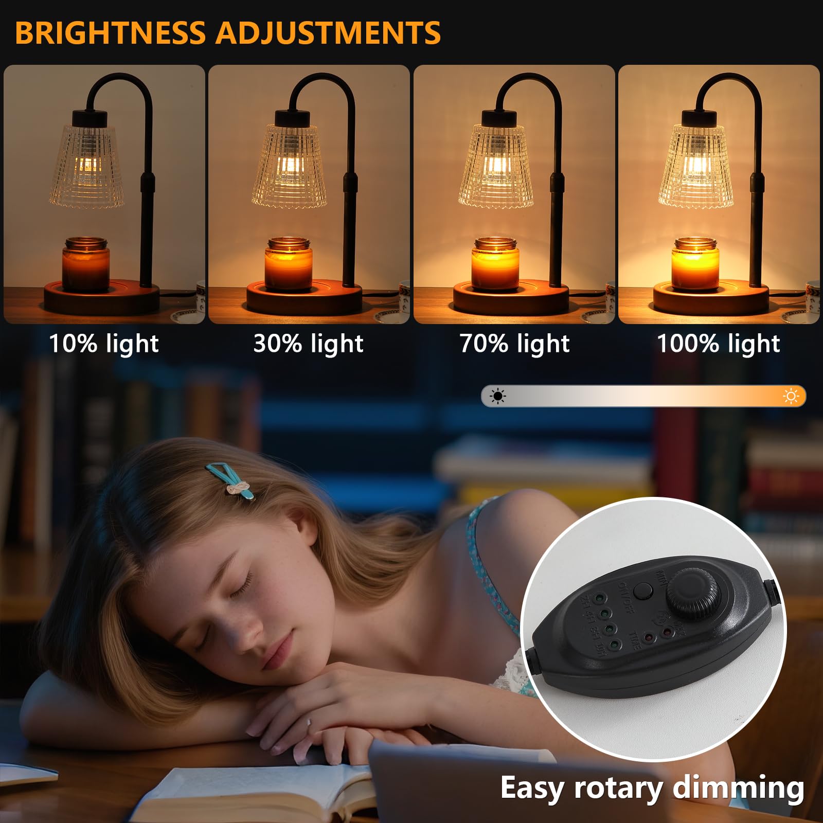 Black Candle Warmer Lamp WithTimer and Dimmer