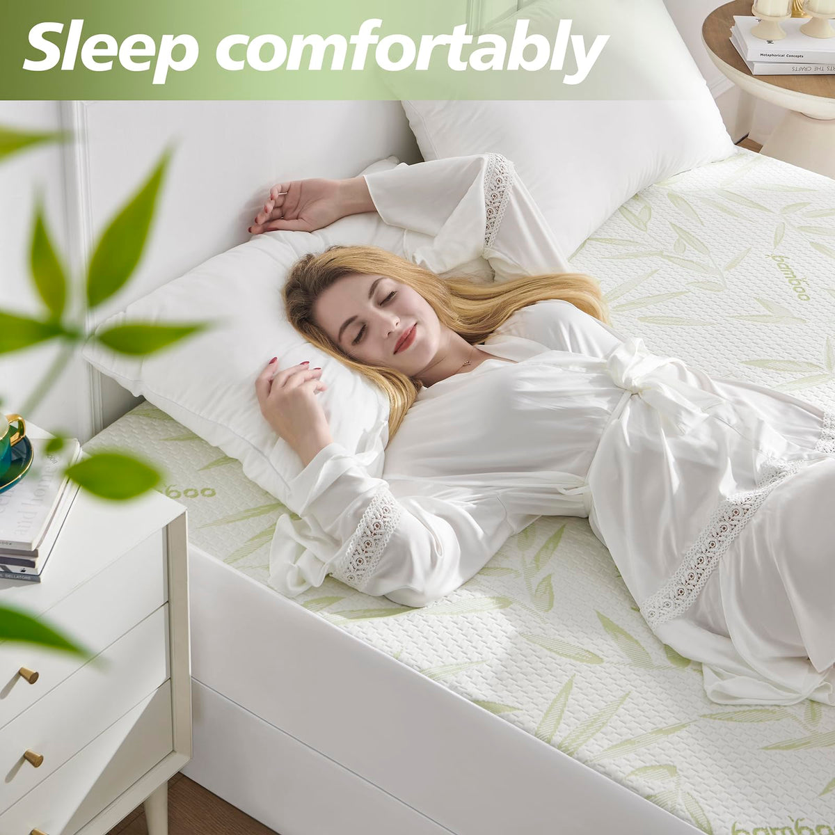 Twin XL Mattress Protector Waterproof Mattress Pad Washable Bamboo Rayon Mattress Cover Breathable Noiseless Bed Protector 5"