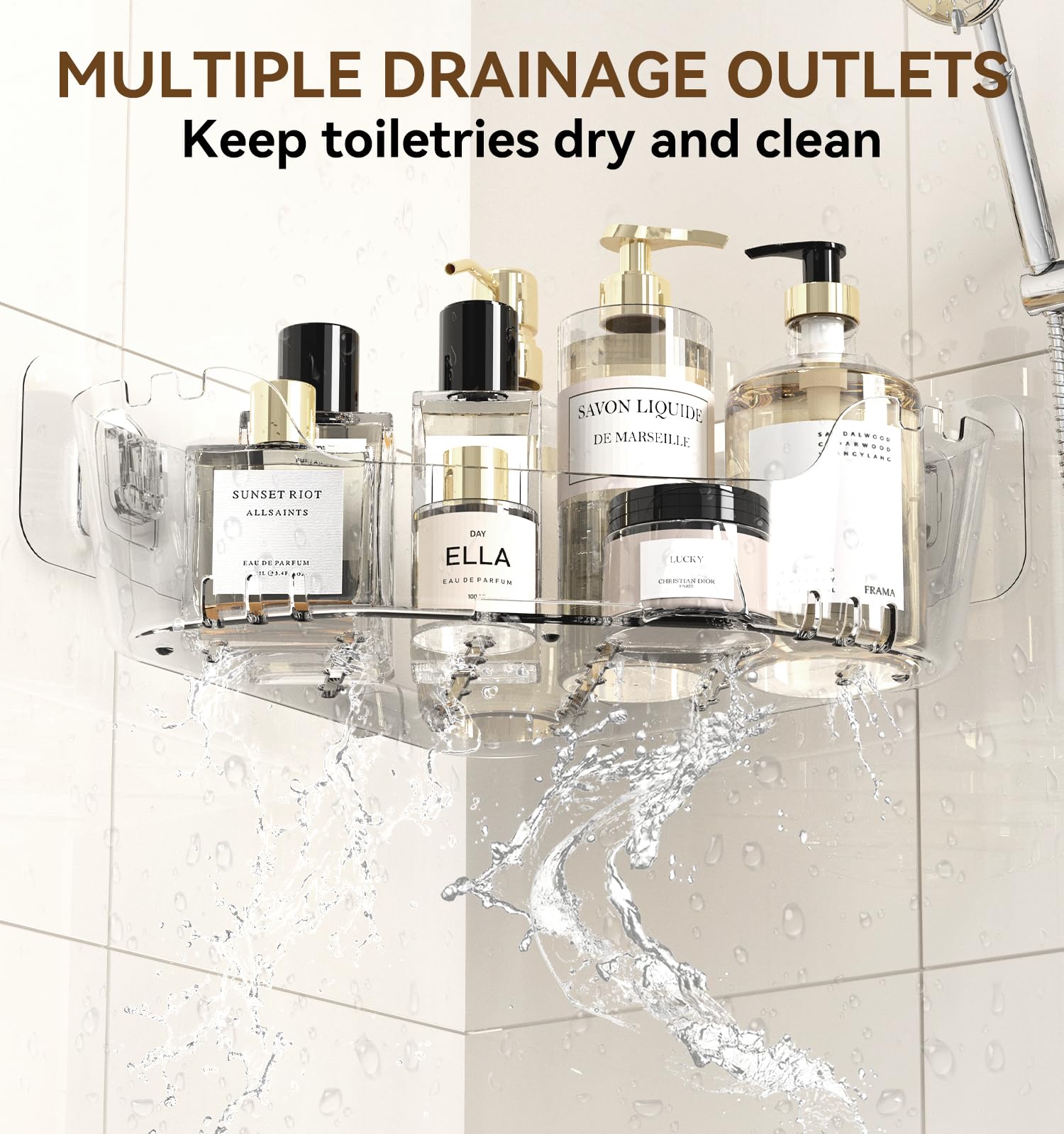 Corner Shower Caddy 3 Pack Clear Acrylic Bathroom Organizer Caddy (3 Count)