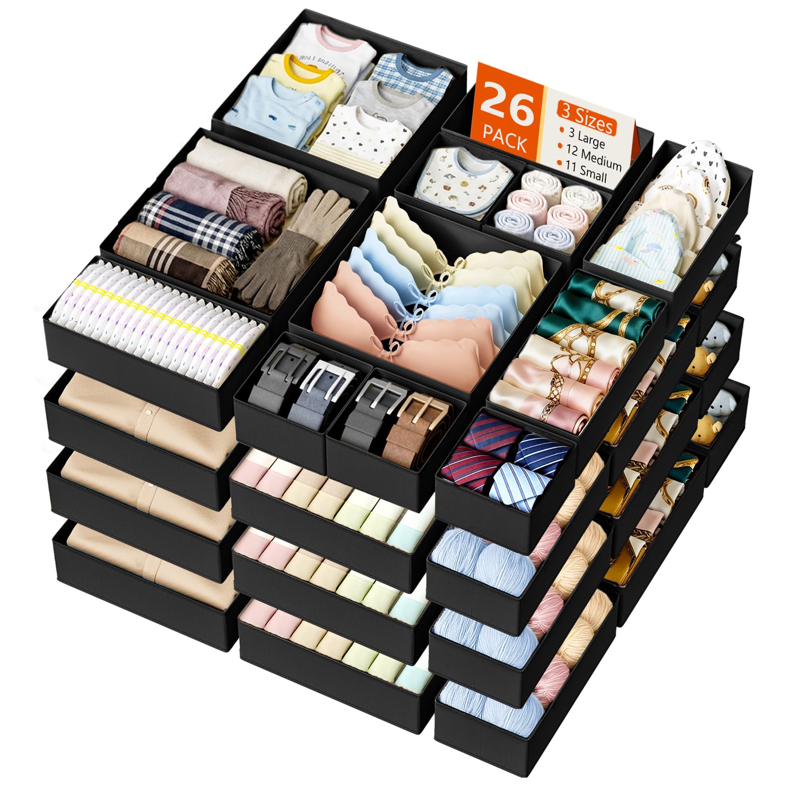 Drawer Organizer Clothes Storage (26 Count)