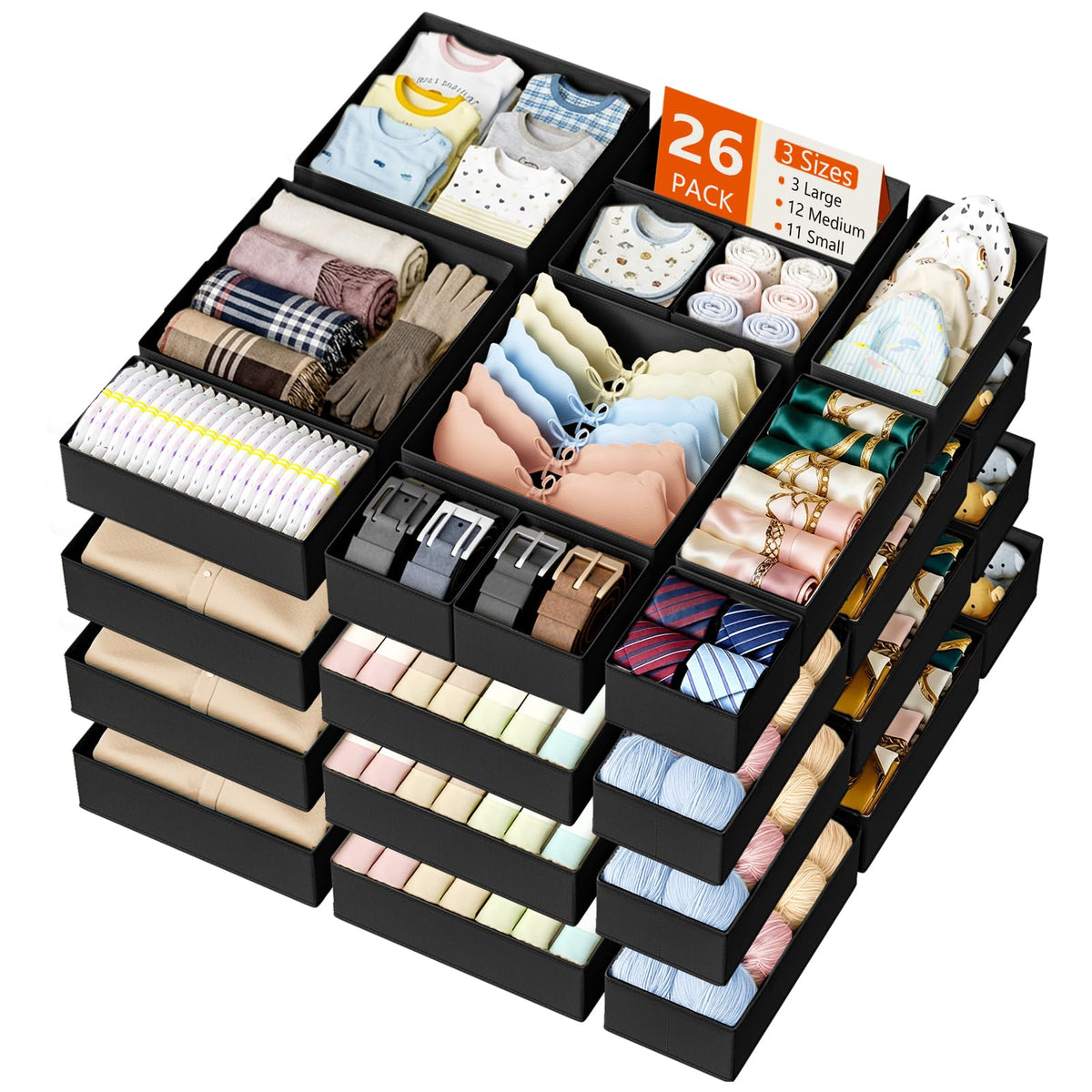 Drawer Organizer Clothes Storage (26 Count)