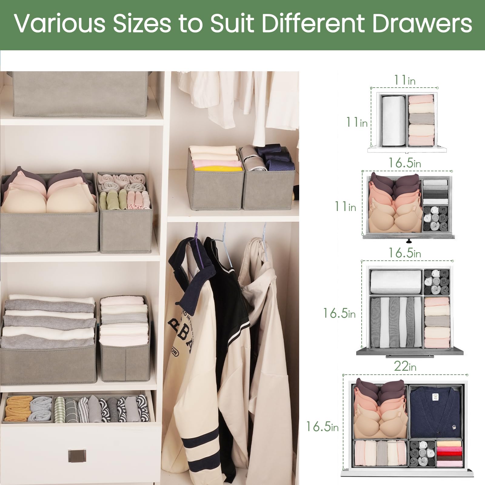 Drawer Organizer Clothes (24 Count)