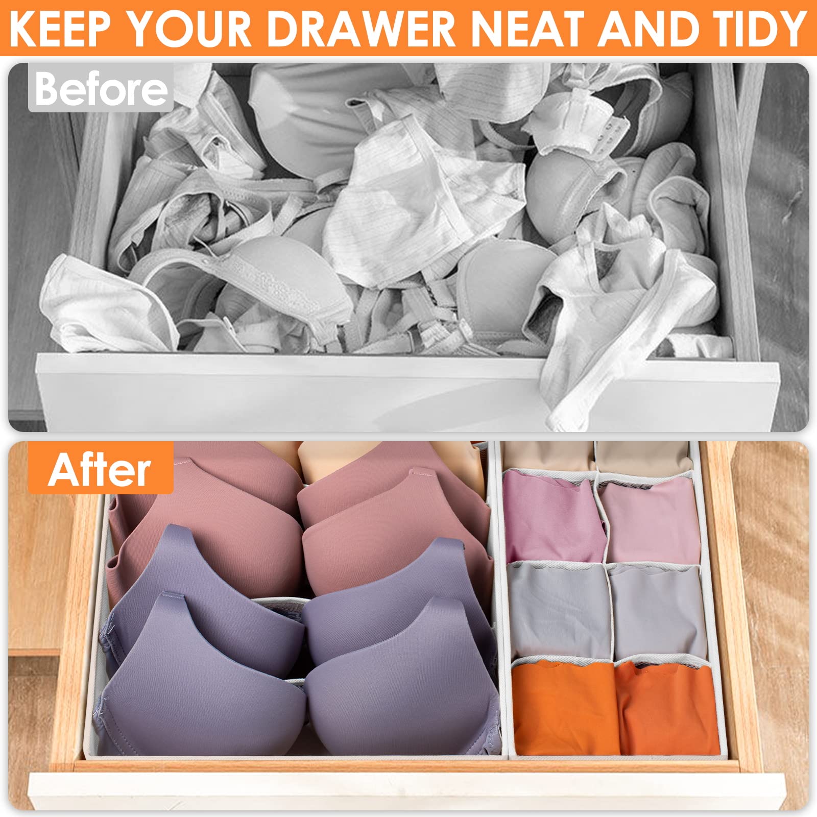 6 Pack Sock Underwear Drawer Organizer Dividers (6 Count)