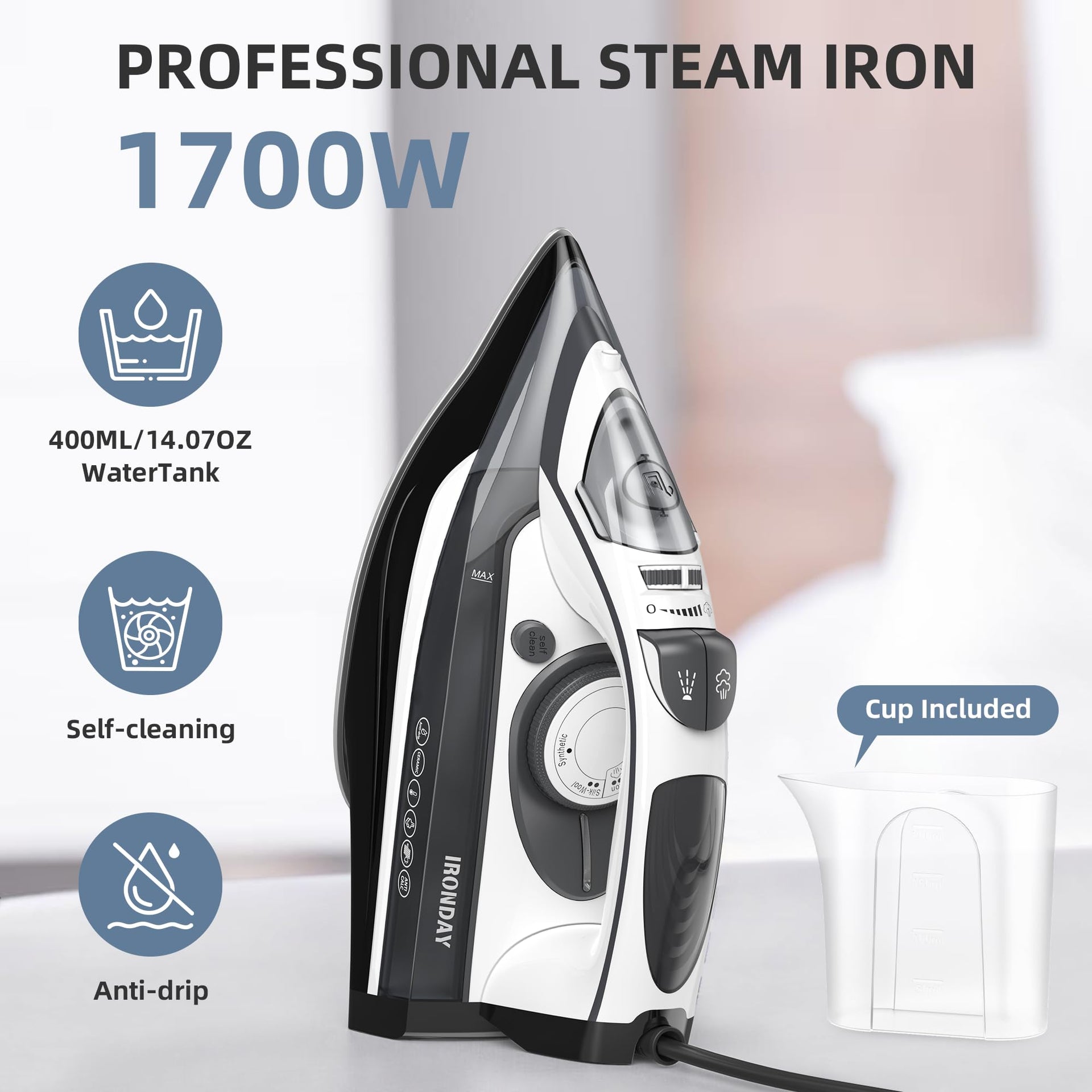 1700W Steam Iron for Clothes