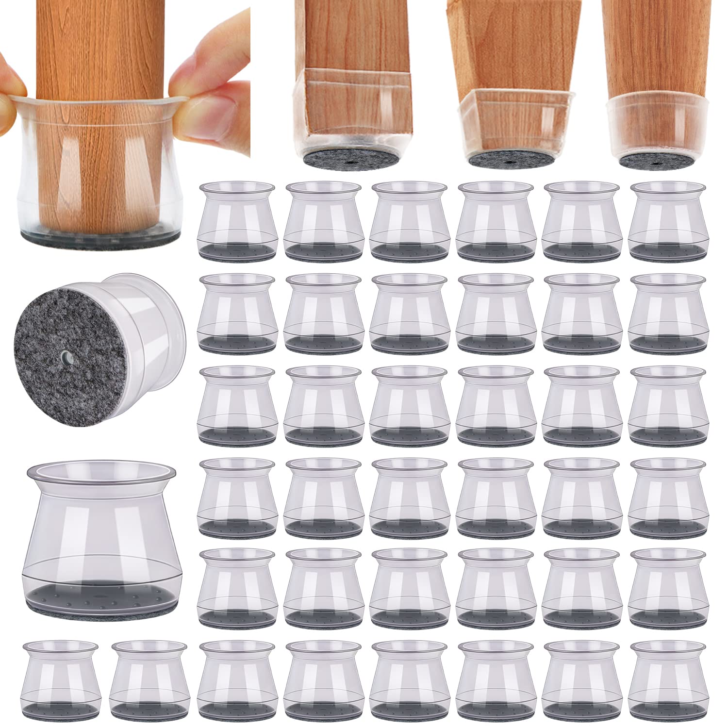 40Pcs Chair Leg Floor Protectors for Hardwood Floors Anti (40 Count)