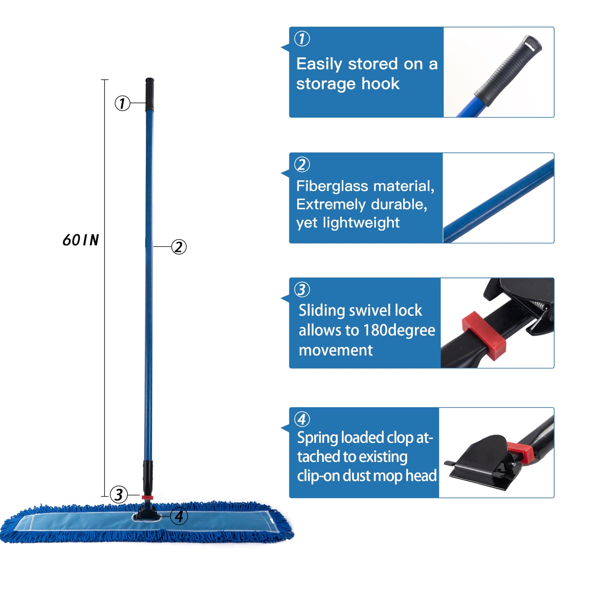 Matthew Cleaning Jaw Clamp Mop Handle - ModHome Supplies