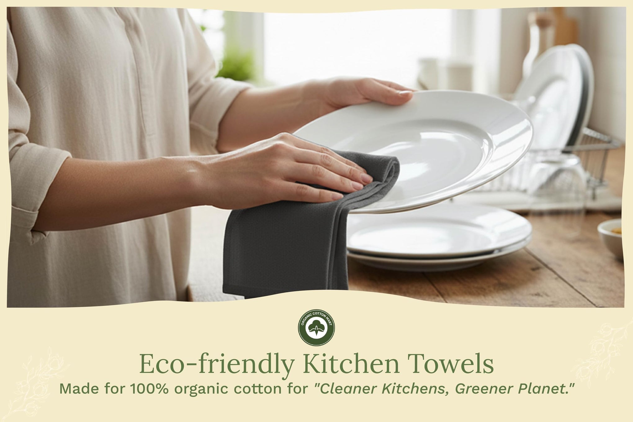 Organic Cotton Gray Tea Towels (10 Count)