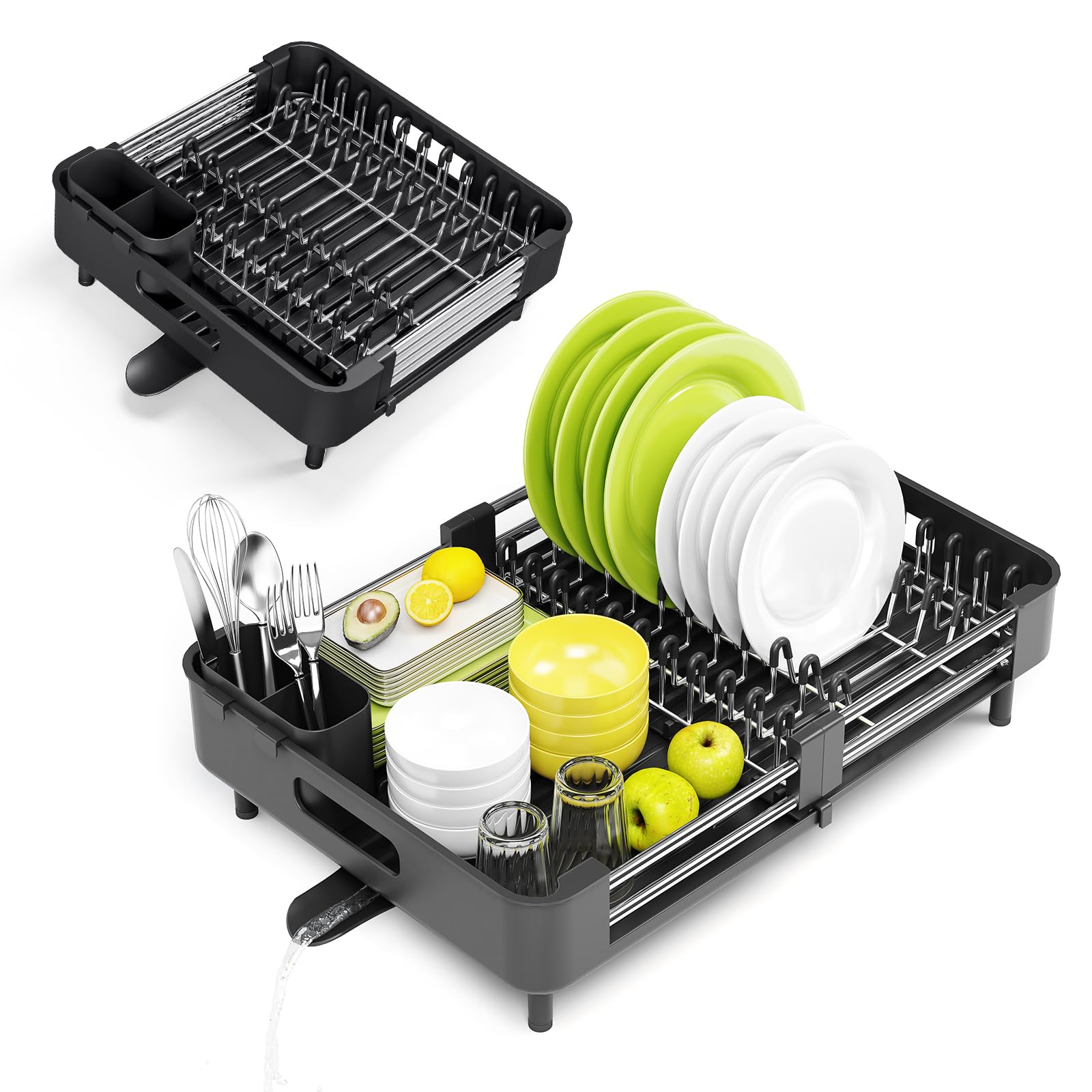 Extendable Stainless Dish Drying Rack for Kitchen Counter