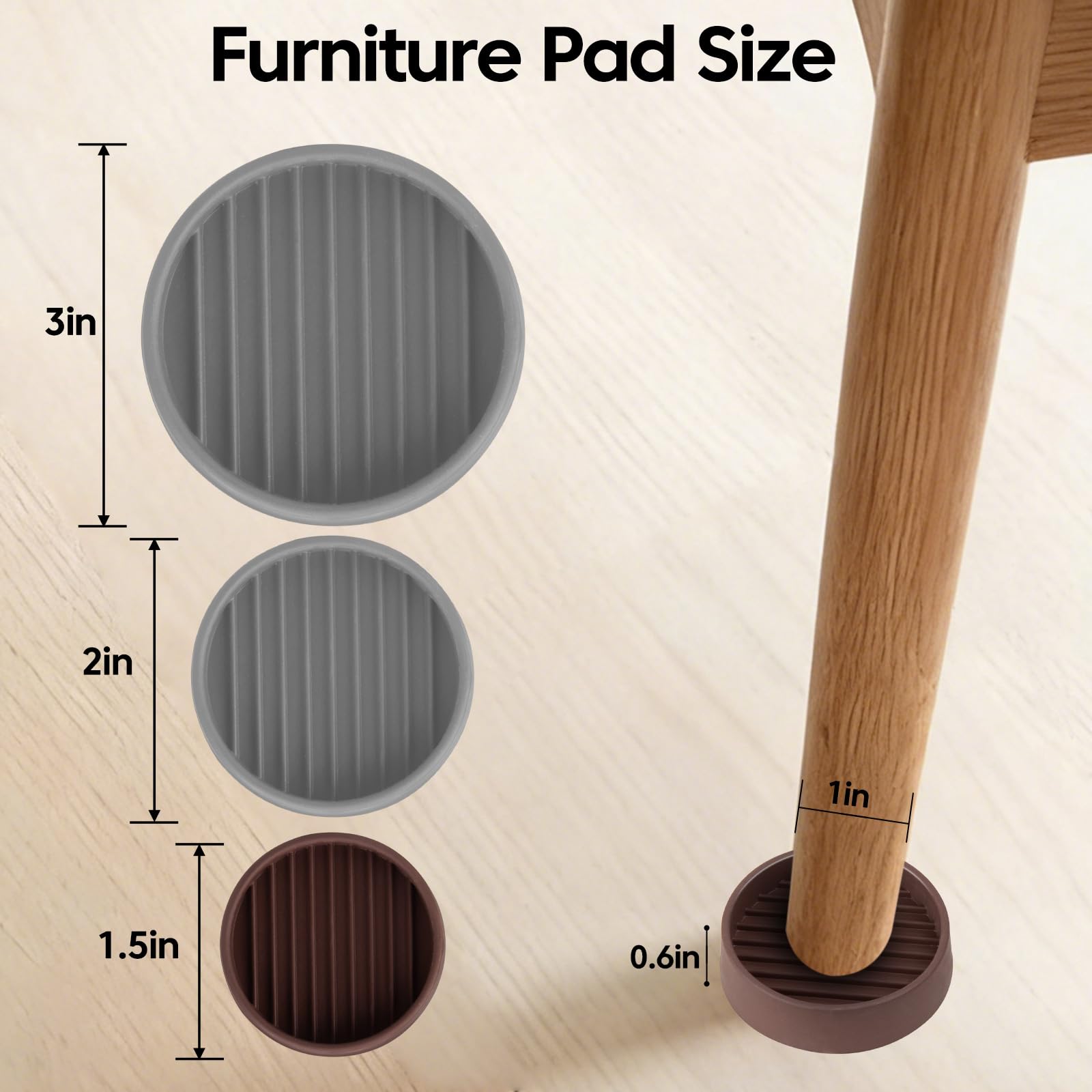 1.5"x1.5" Rubber Furniture Pads (8 Count)
