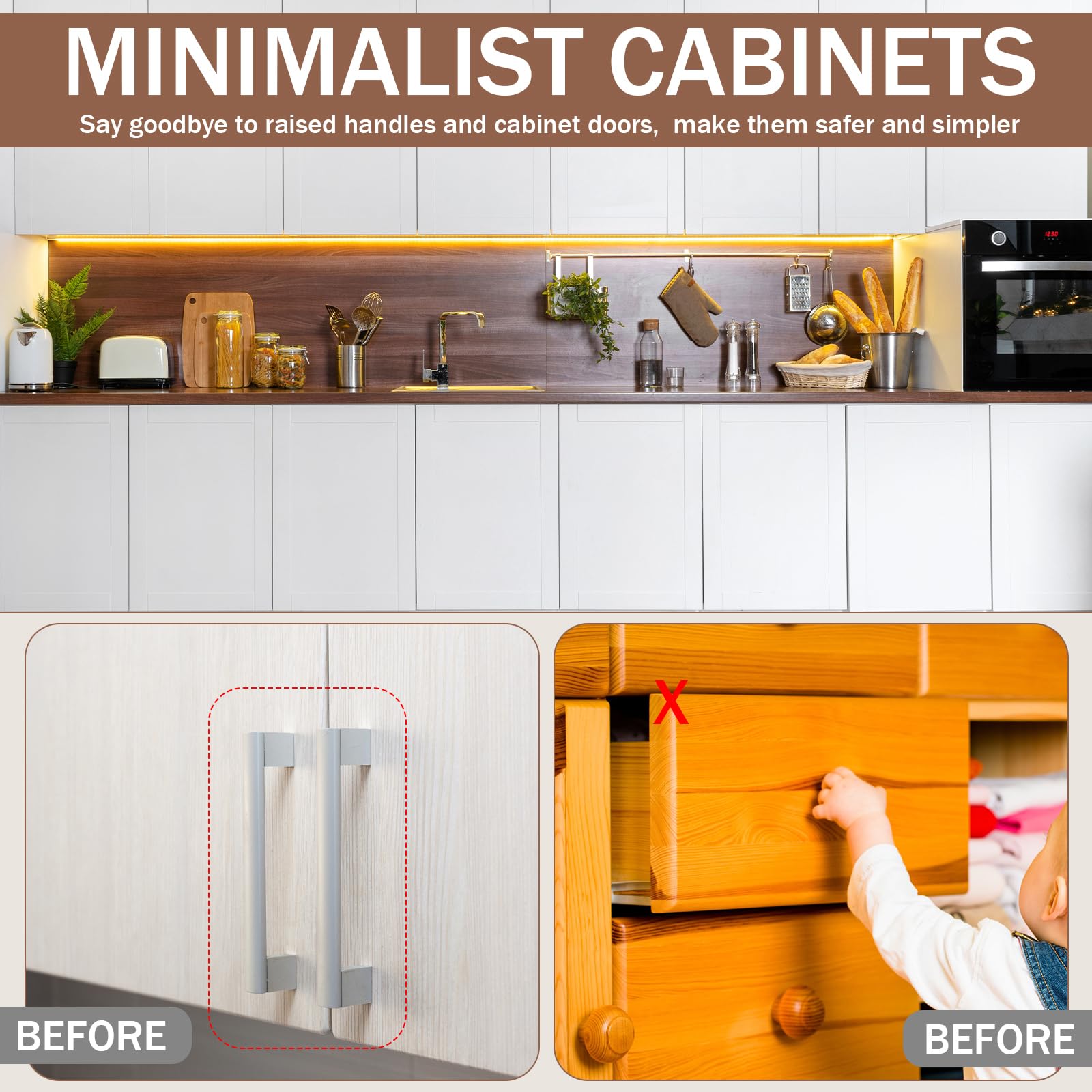 50 Pack Magnetic Push Latches Handleless Push to Open Cabinet Drawer Hardware for Kitchen (50 Count)