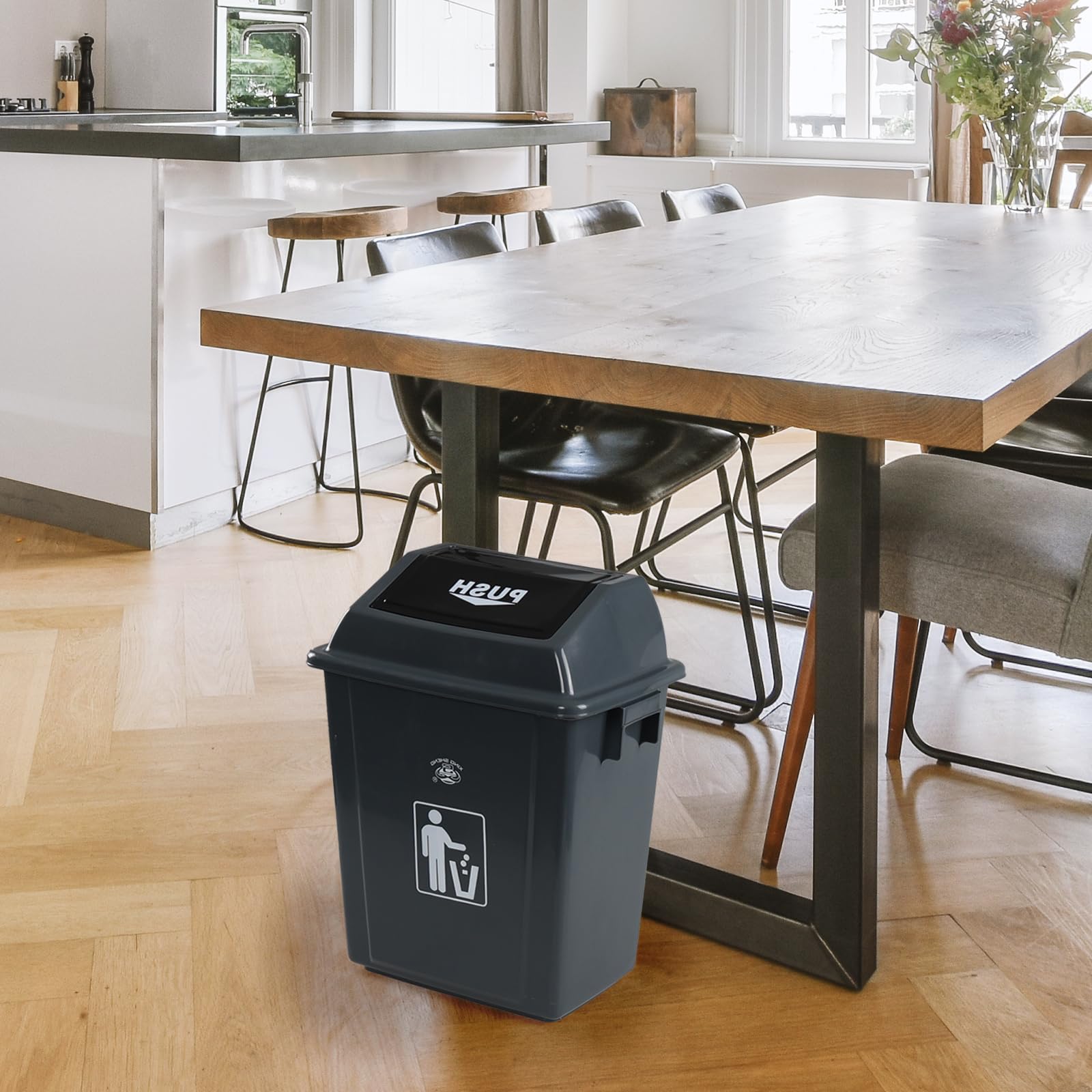 4 Pack 6 Gallon Plastic Trash Can with Swing Top (4 Count)