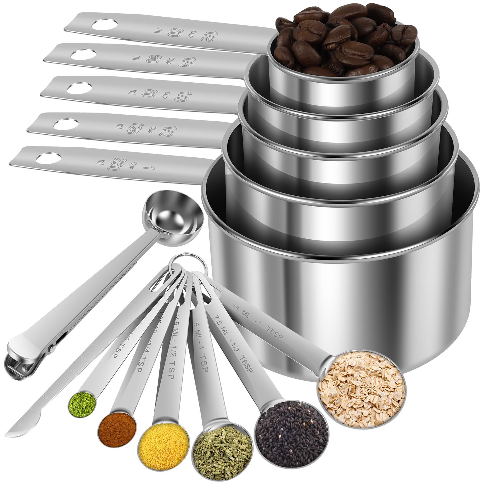 13PCS Stainless Steel Measuring Cups and Spoons Sets