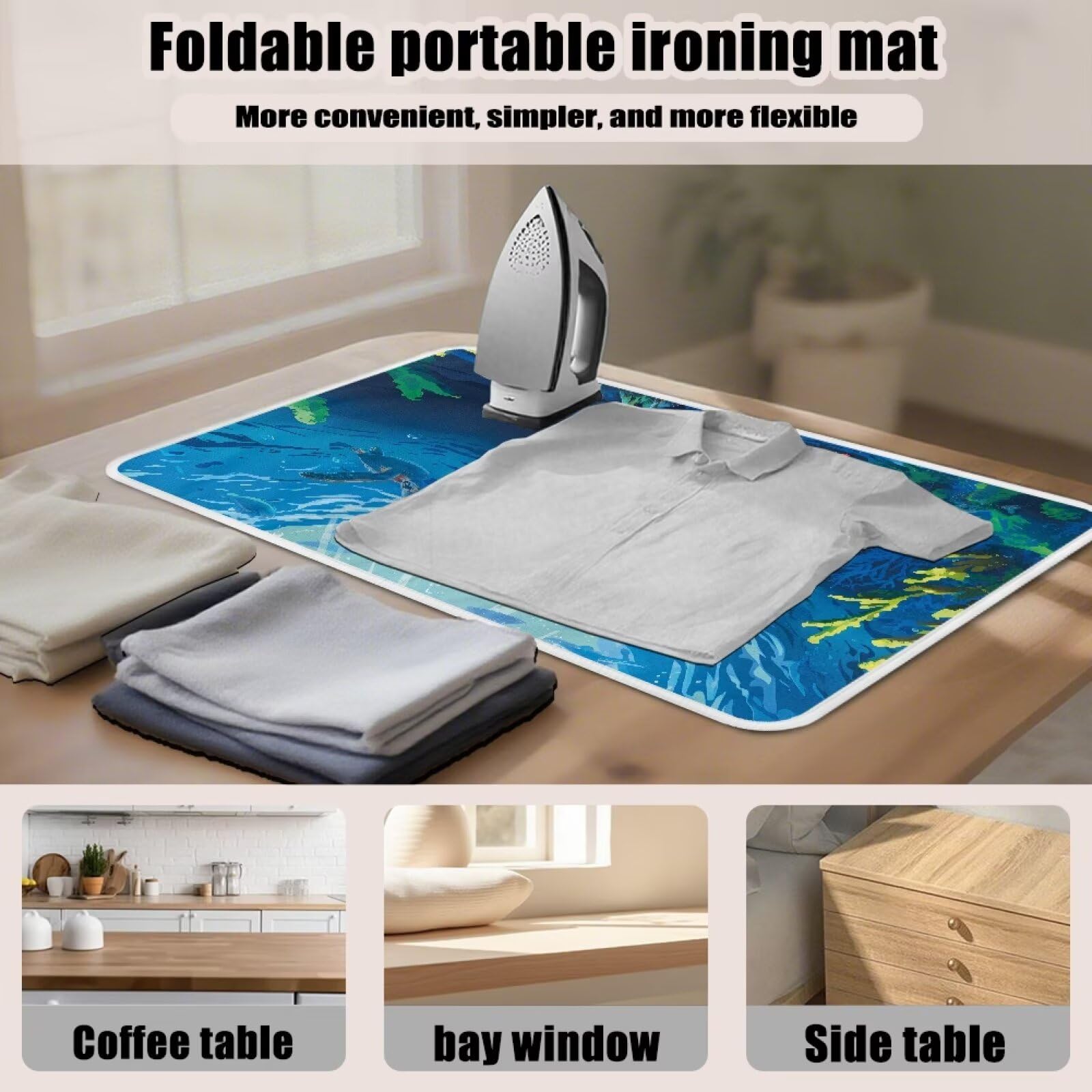 Ironing Mat Portable Iron Pad Magnetic Cover and Padding for Top of Washer