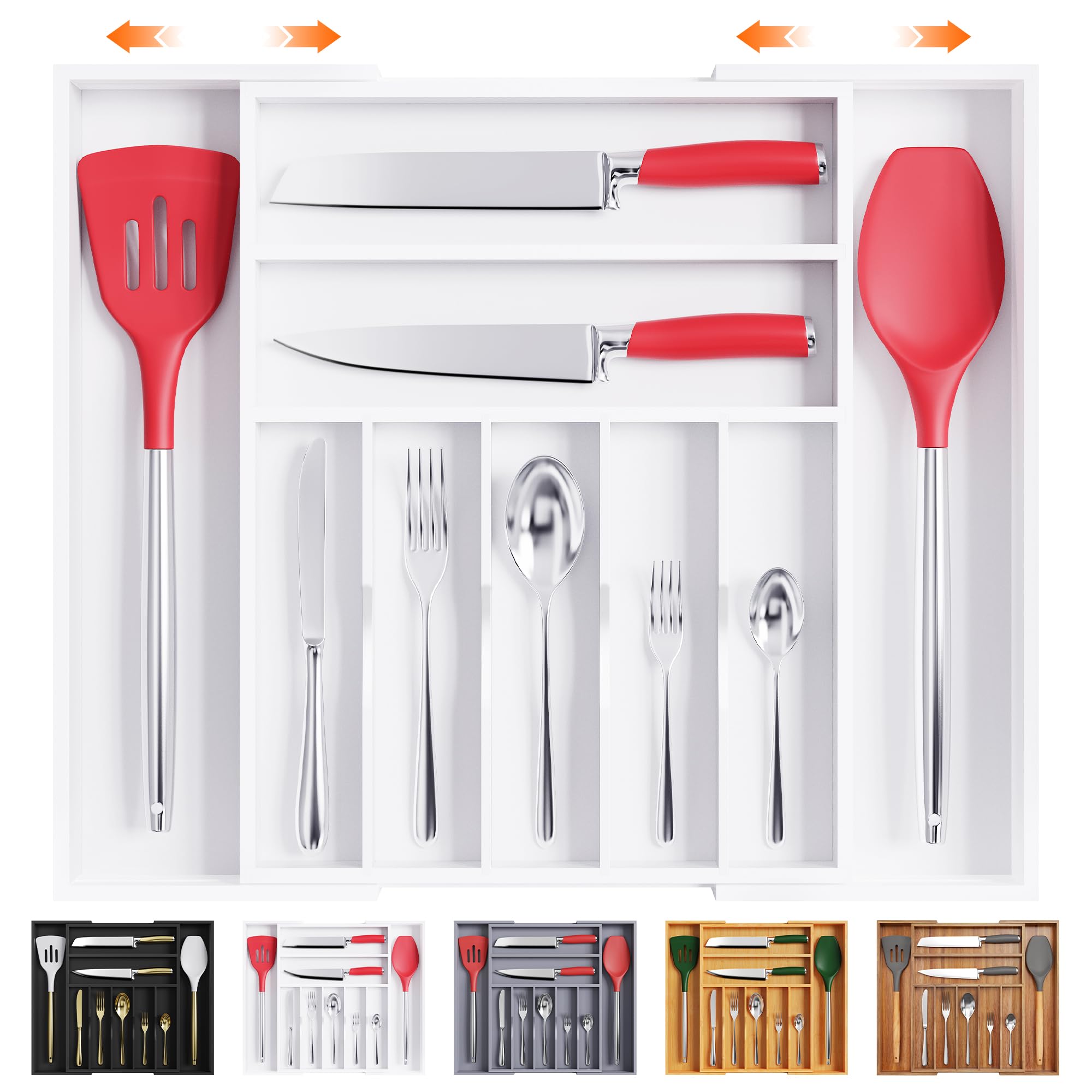 Large Premium Bamboo Silverware Organizer