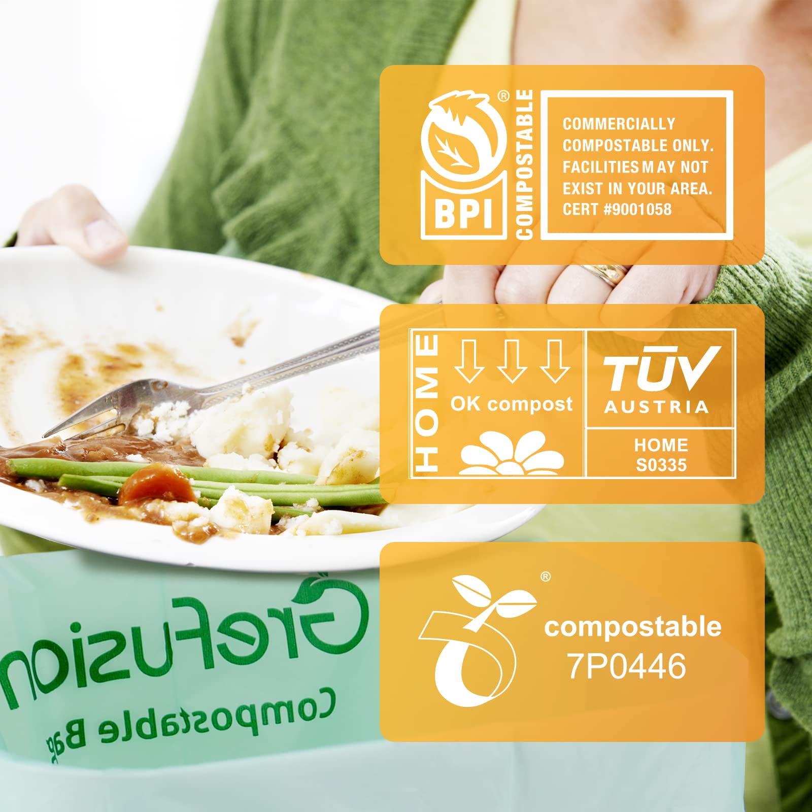 Compostable Trash Bags with handle (50 Count)