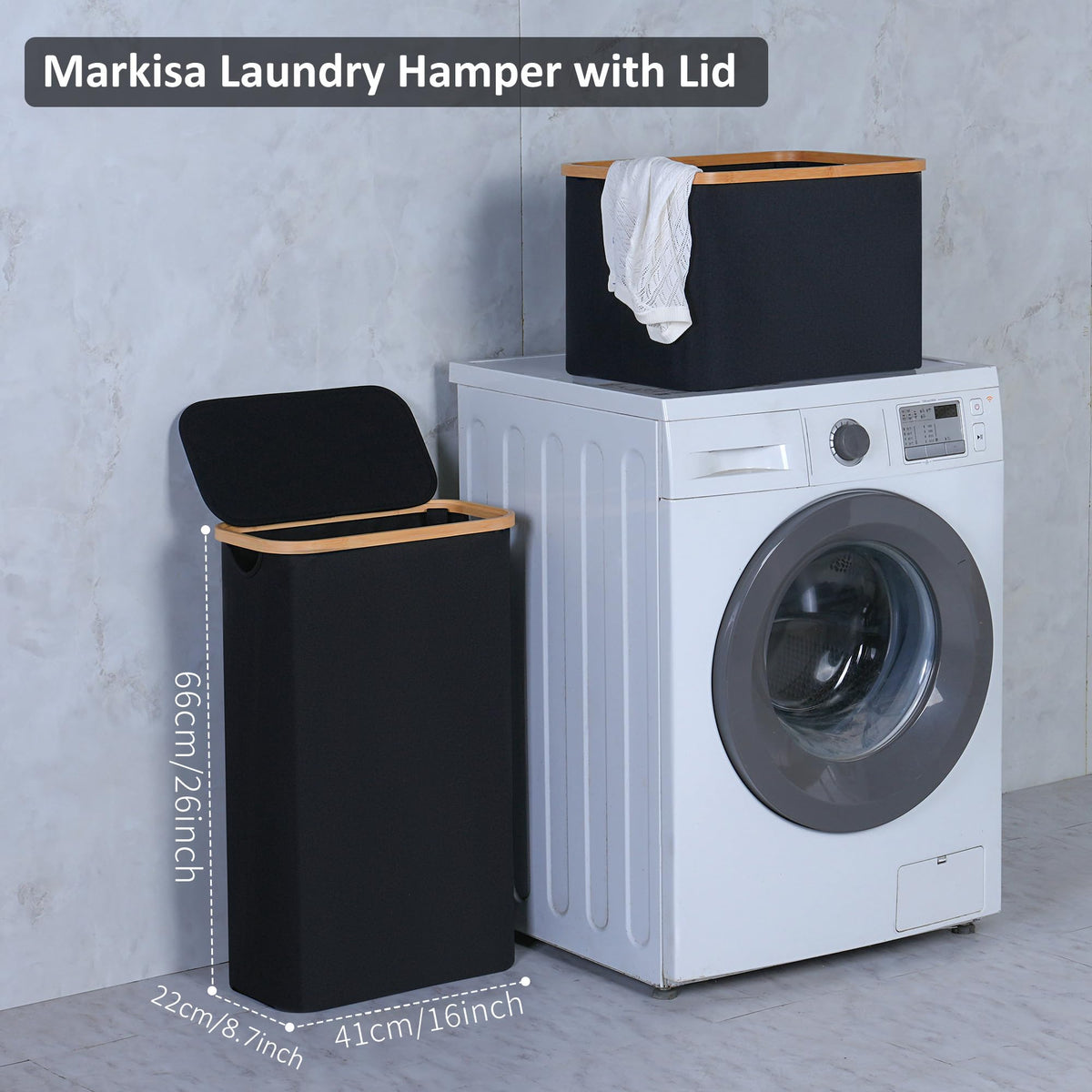 60L Slim Laundry Hamper