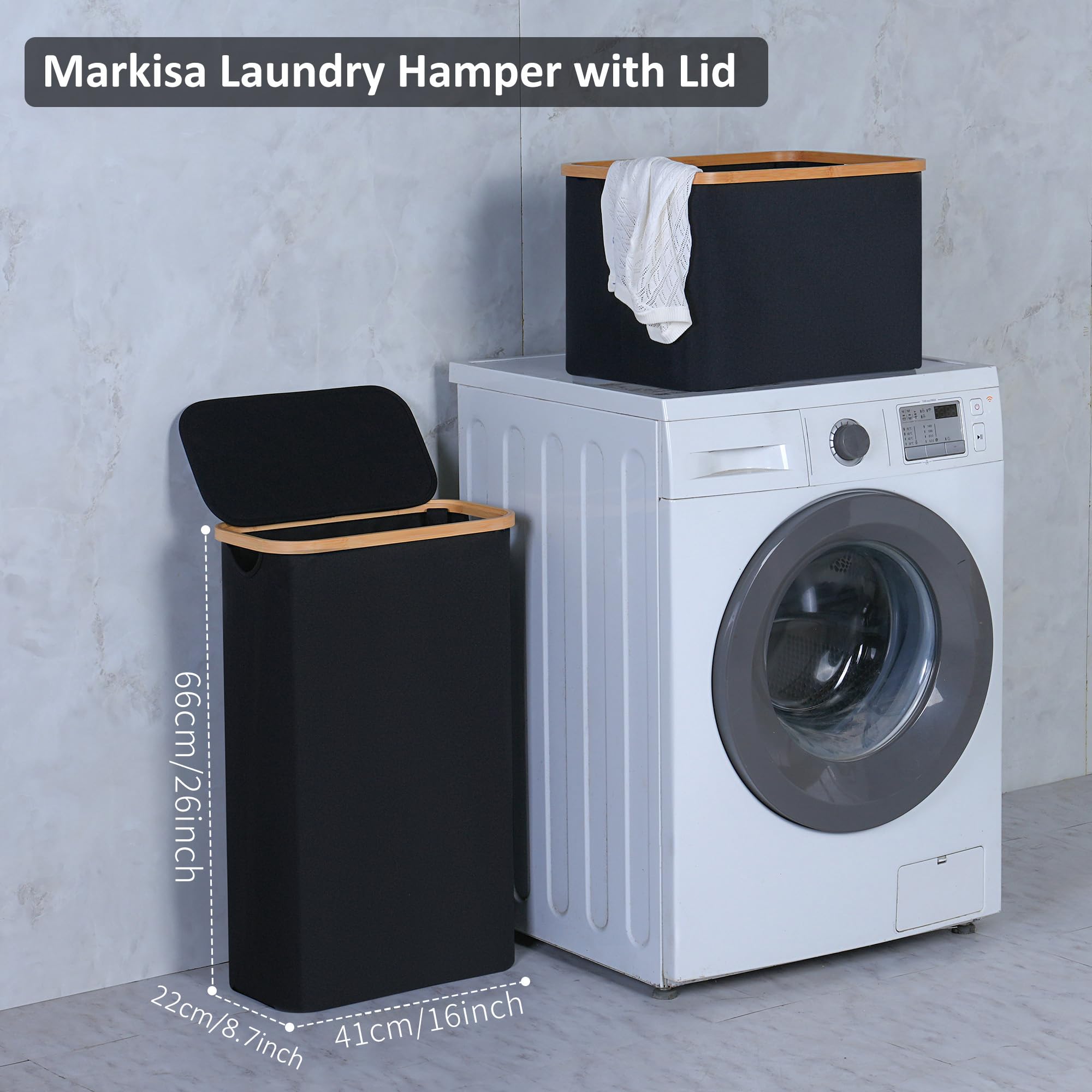 60L Slim Laundry Hamper