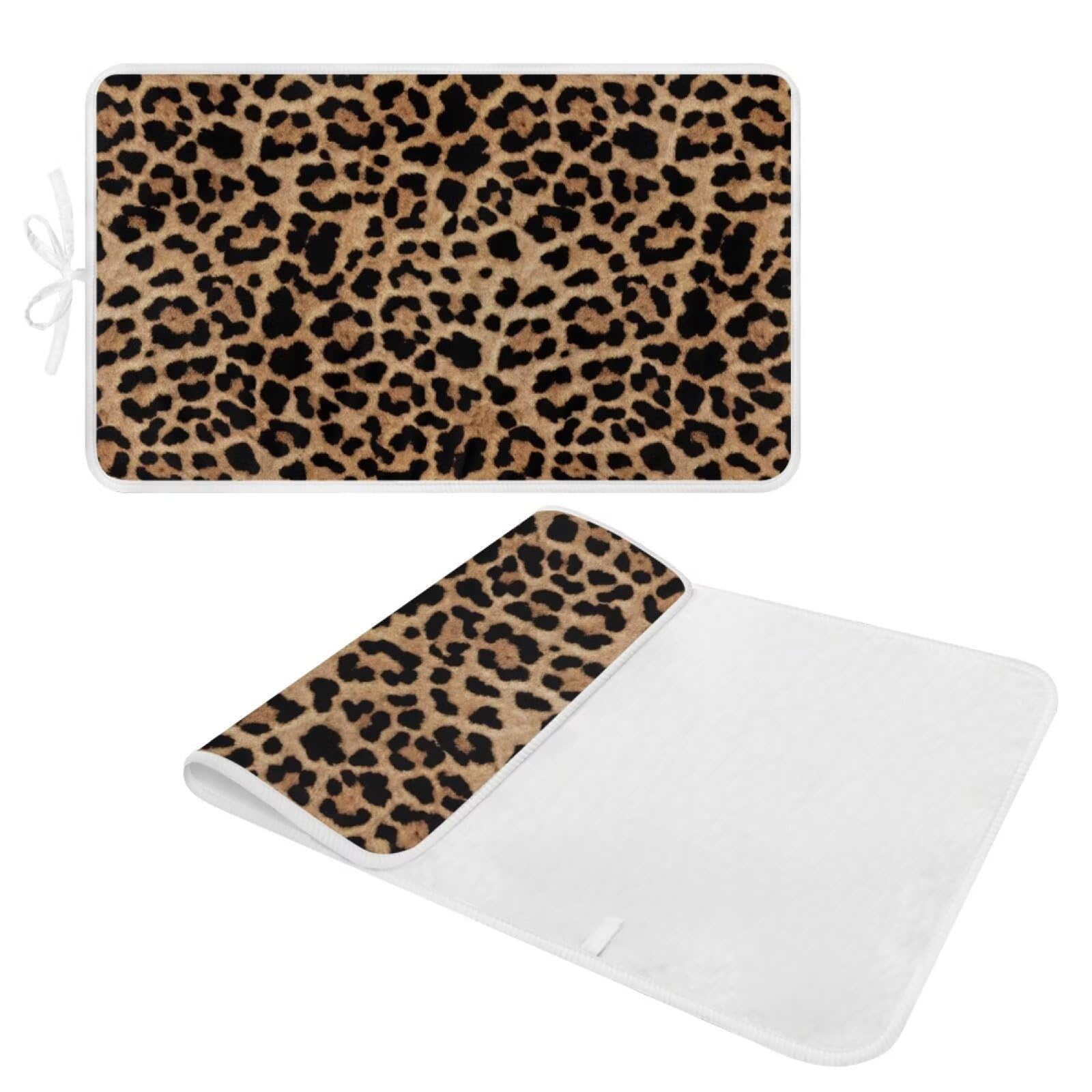 Leopard Print Iron Mat Blanket Travel Foldable Ironing Pad Fabric Ironing Board Cover for Top of Tabletop