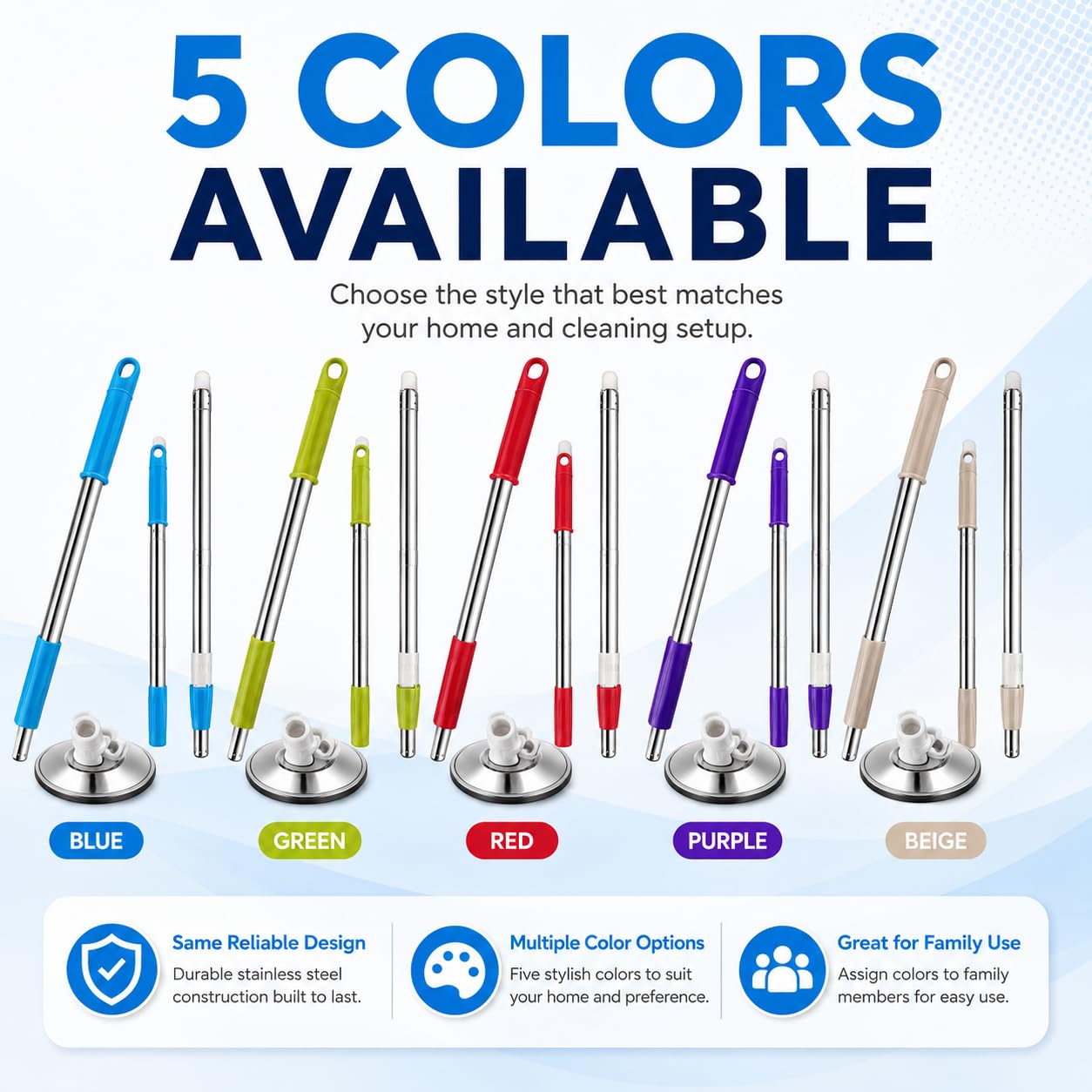 Extended Spin Mop Replacement Handle