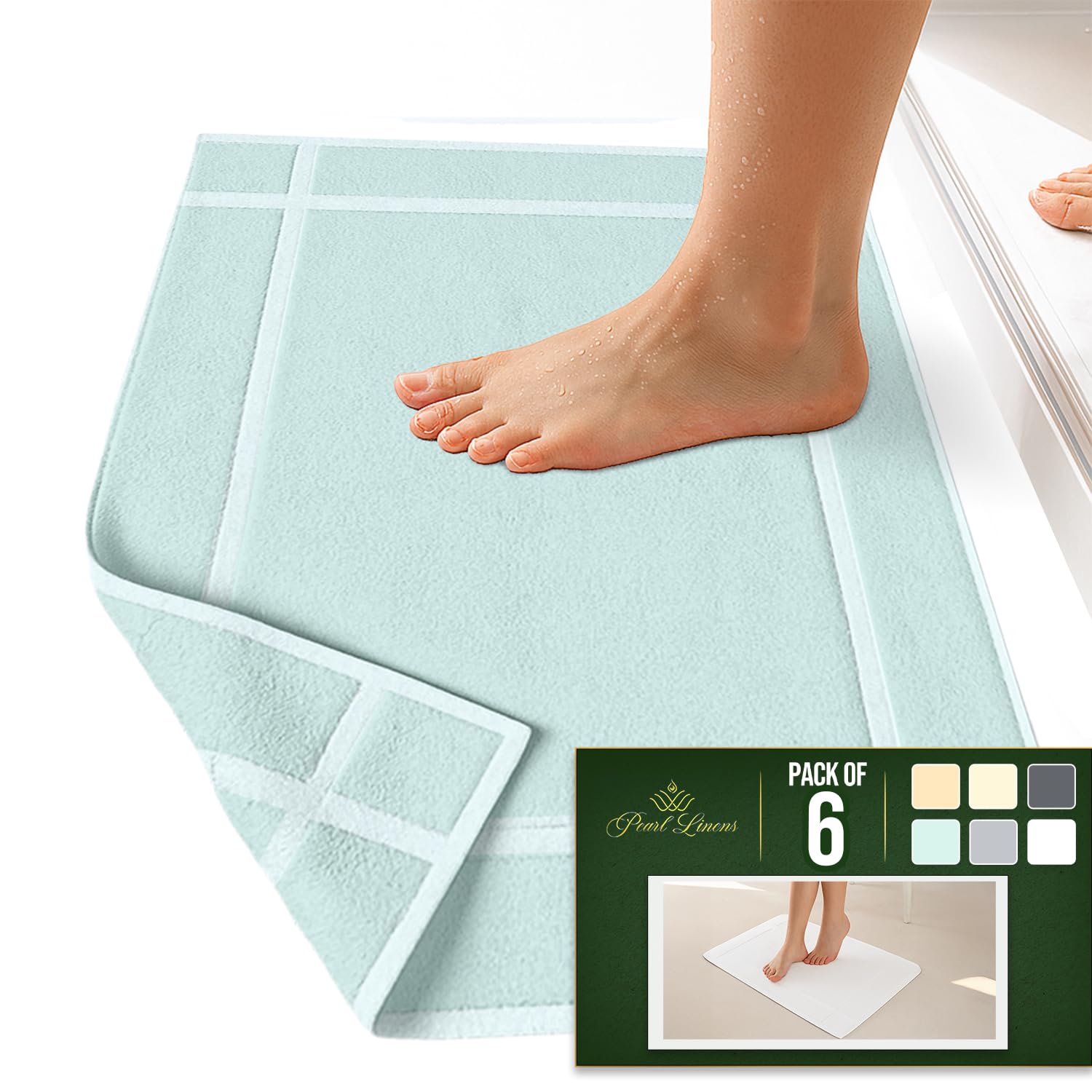 Pack of 6 100% Cotton Bath Mat 20x30 inches (6 Count)