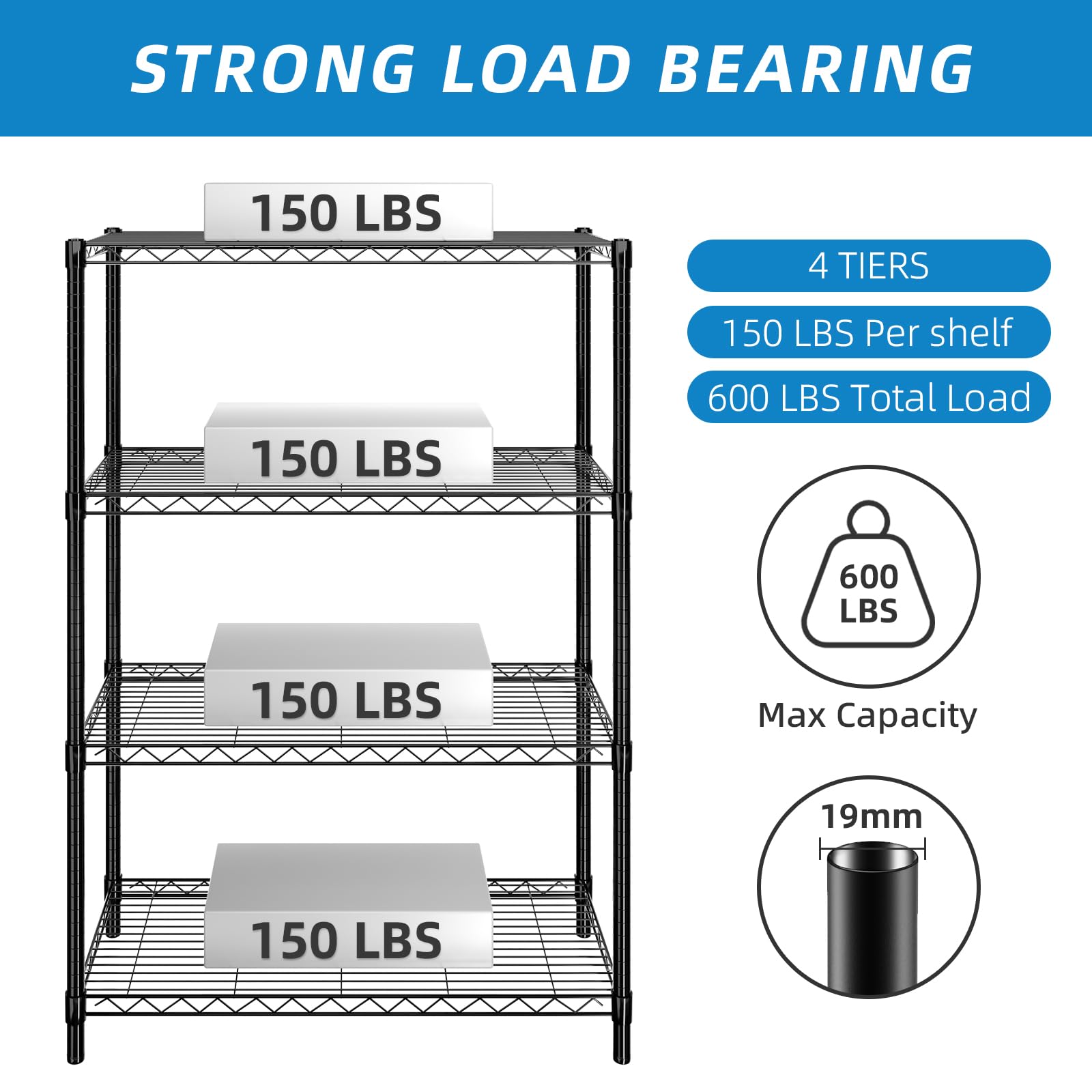 4 Shelf Adjustable Metal Wire Shelving