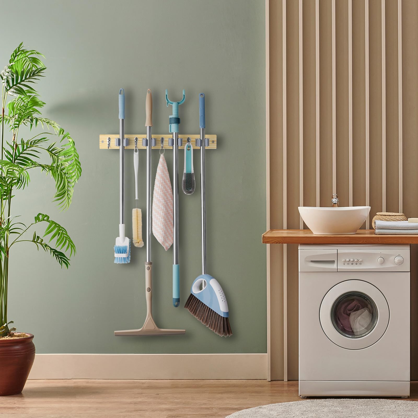 Mop and Broom Holder Wall Mount