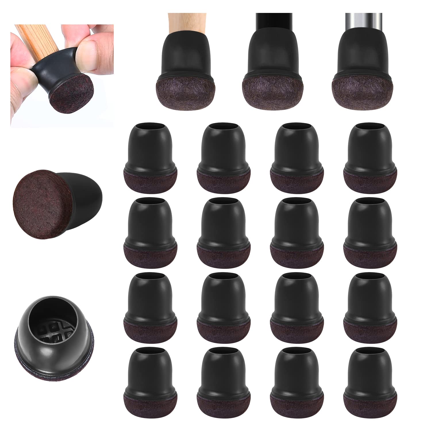 24 Pcs Small Black Silicone Chair Leg Floor Protectors for Hardwood Floor (24 Count)