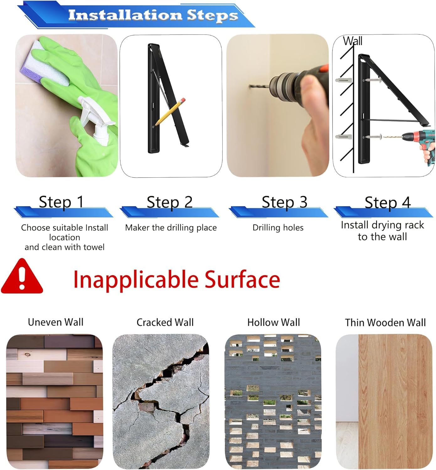 Clothes Drying Rack Wall Mounted (2 Count)