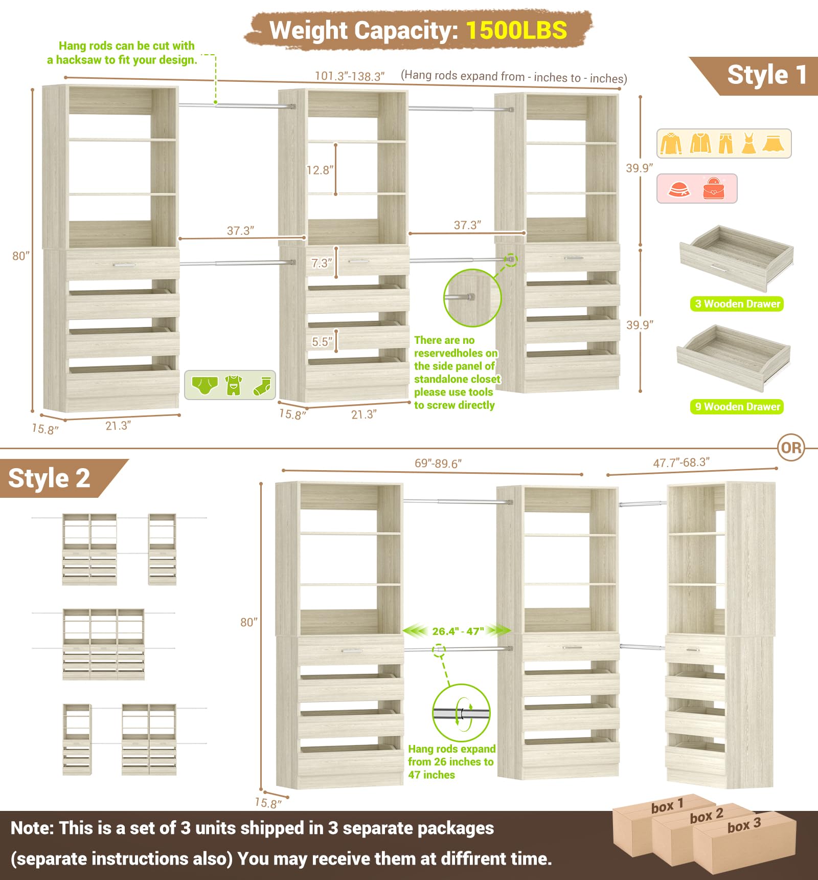 Closet System with 12 Drawers