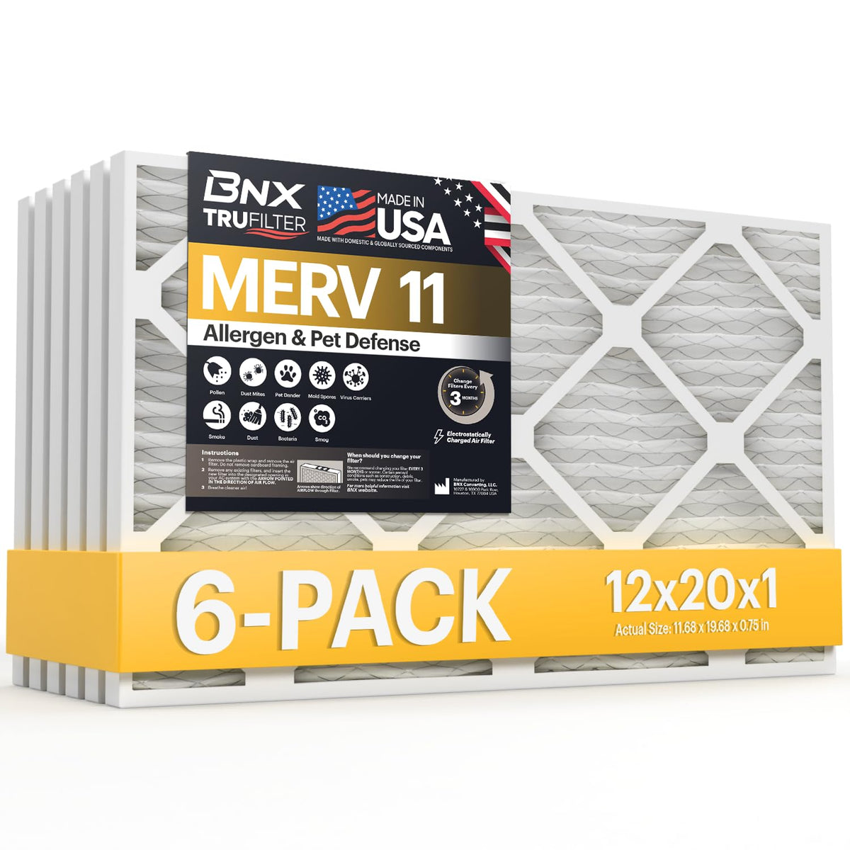 TruFilter 12x20x1 Air Filter MERV 11 (6 Count)