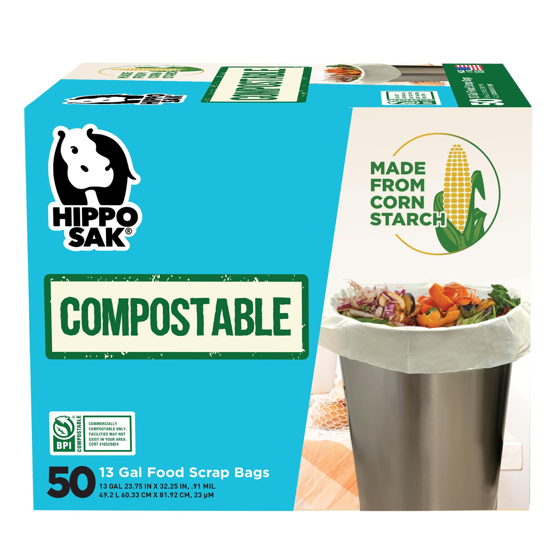 13 Gallon Tall Kitchen Compostable Bags (50 Count)