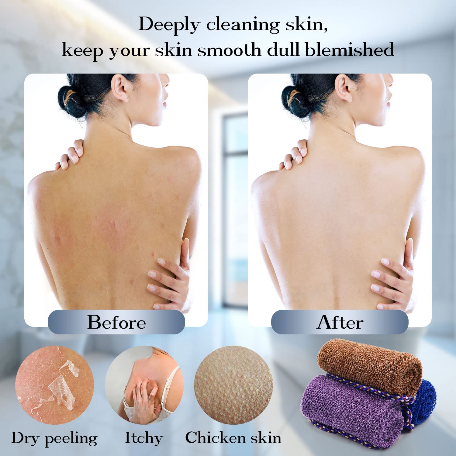 3 Pieces African Net Sponge with Handles Long African Exfoliating Net Washcloth Bath Sponge Net Cloth Wash Net Body Back Scrubber for Shower Loofah (3 Count)