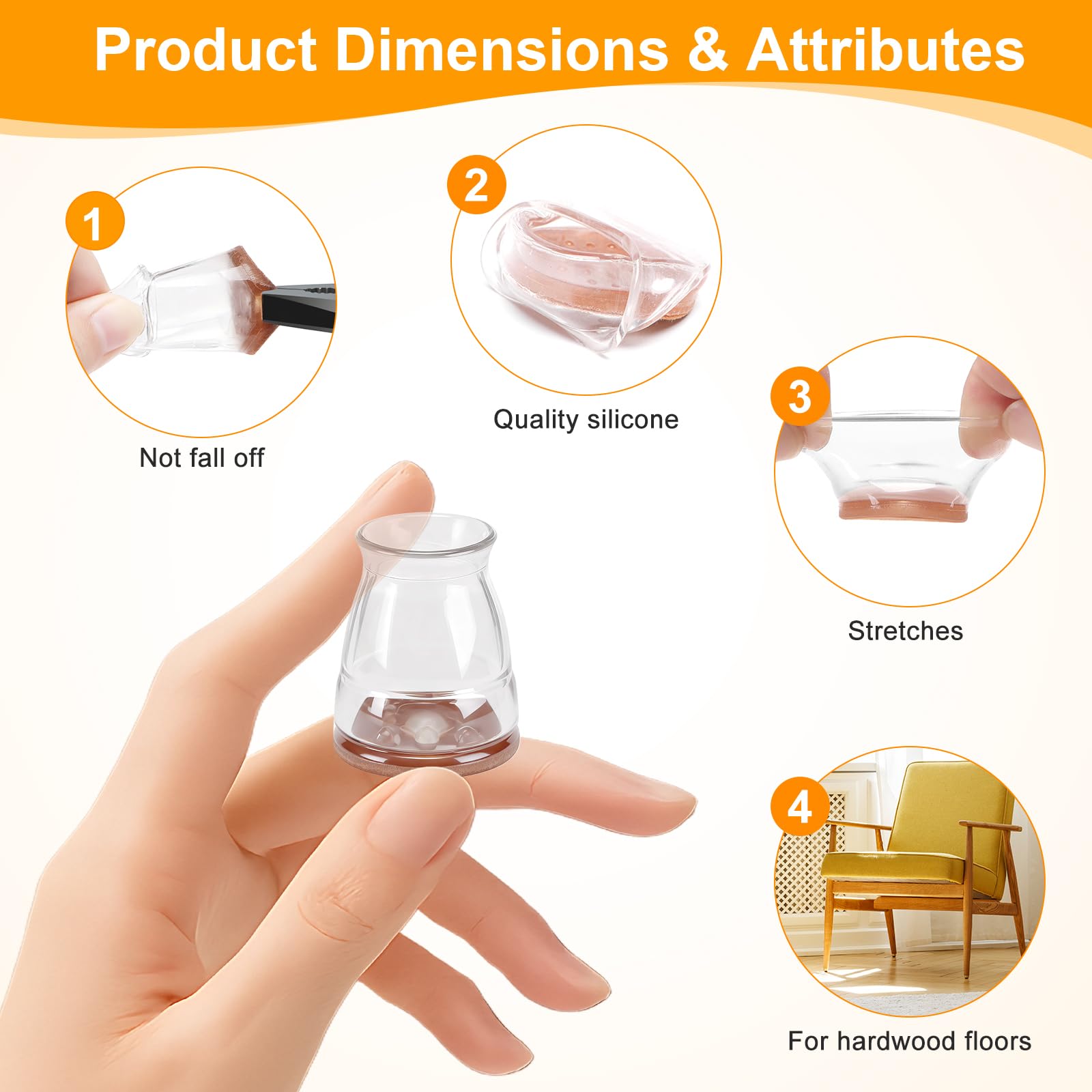 24 Pack Extra Small Chair Leg Floor Protectors for Hardwood Floors (24 Count)
