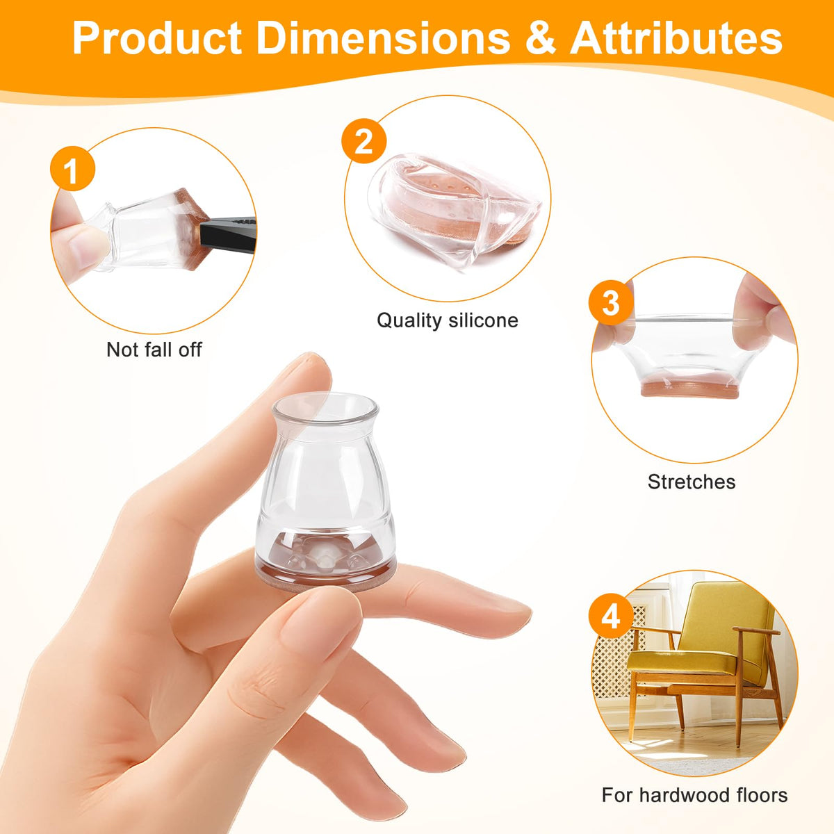 16 Pack Extra Small Chair Leg Floor Protectors for Hardwood Floors (16 Count)
